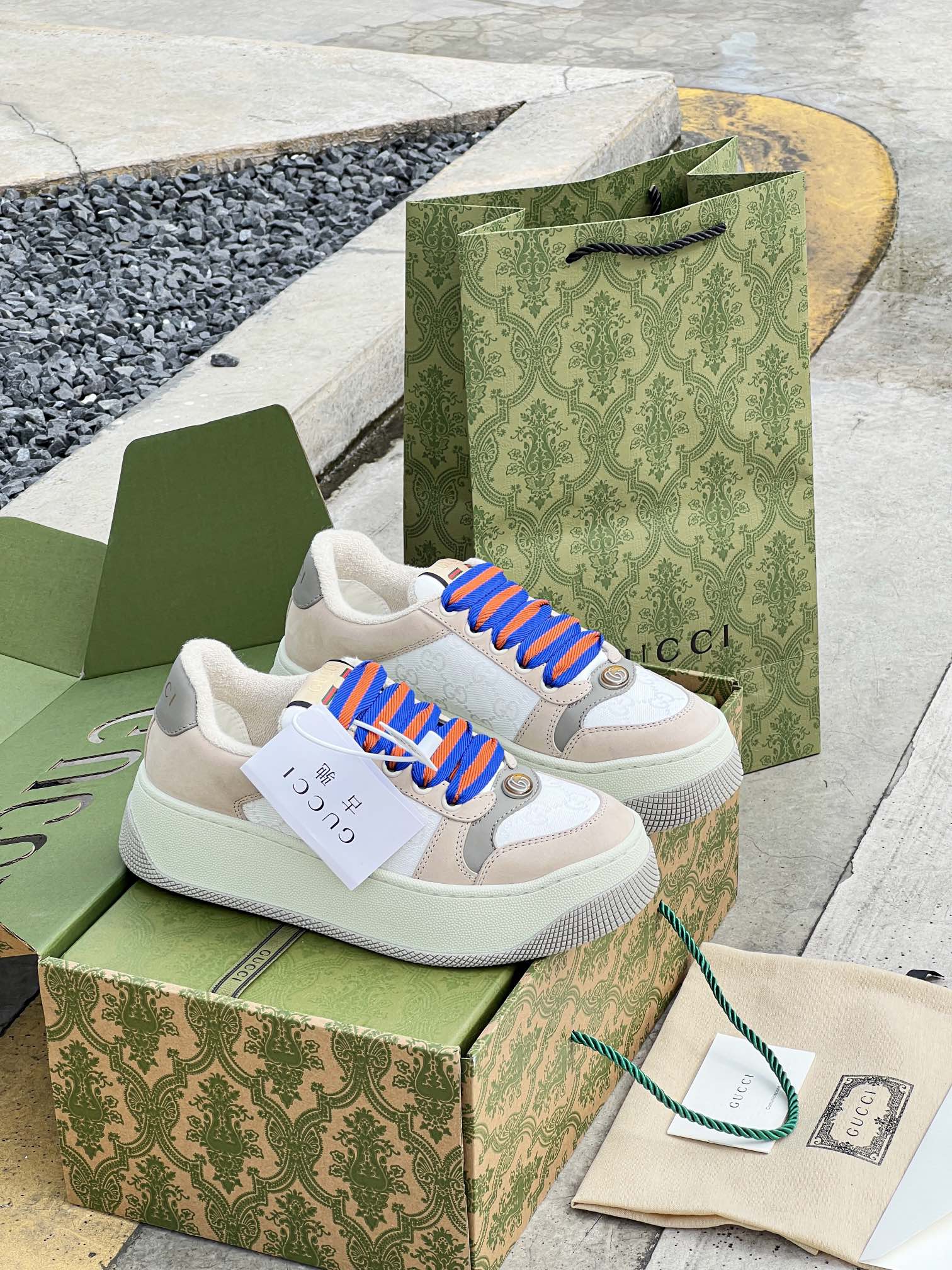 GUCC 2023ss nueva familia G Screener serie de modelos de parejas gordito ding gordito zapatos sucios