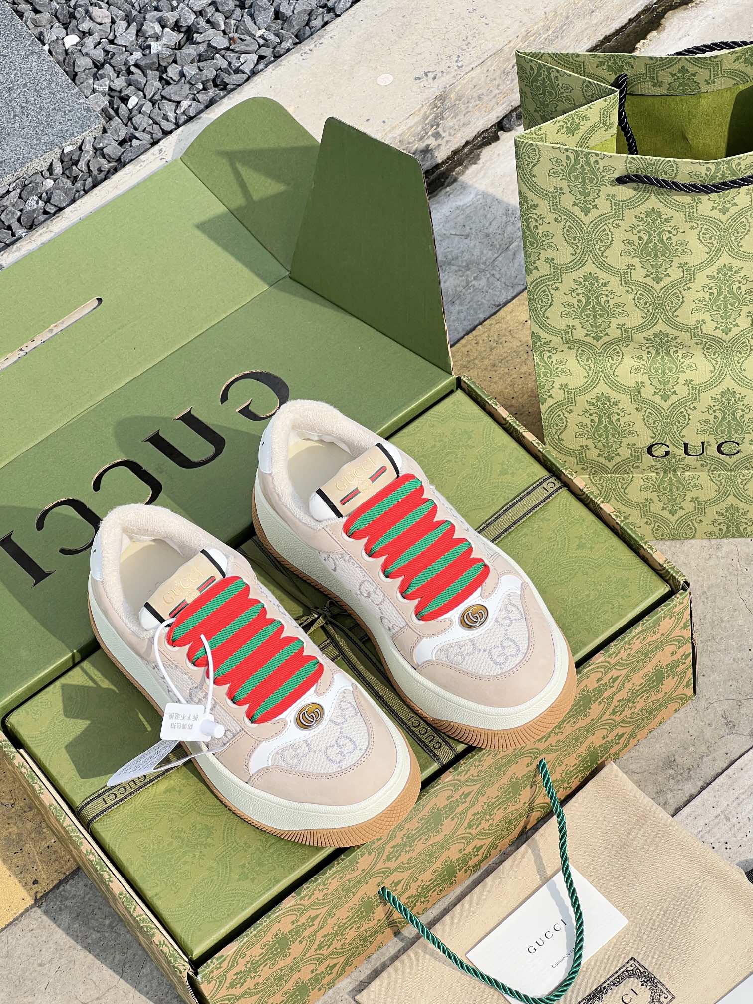 GUCC 2023ss nueva familia G Screener serie de modelos de parejas gordito ding gordito zapatos sucios