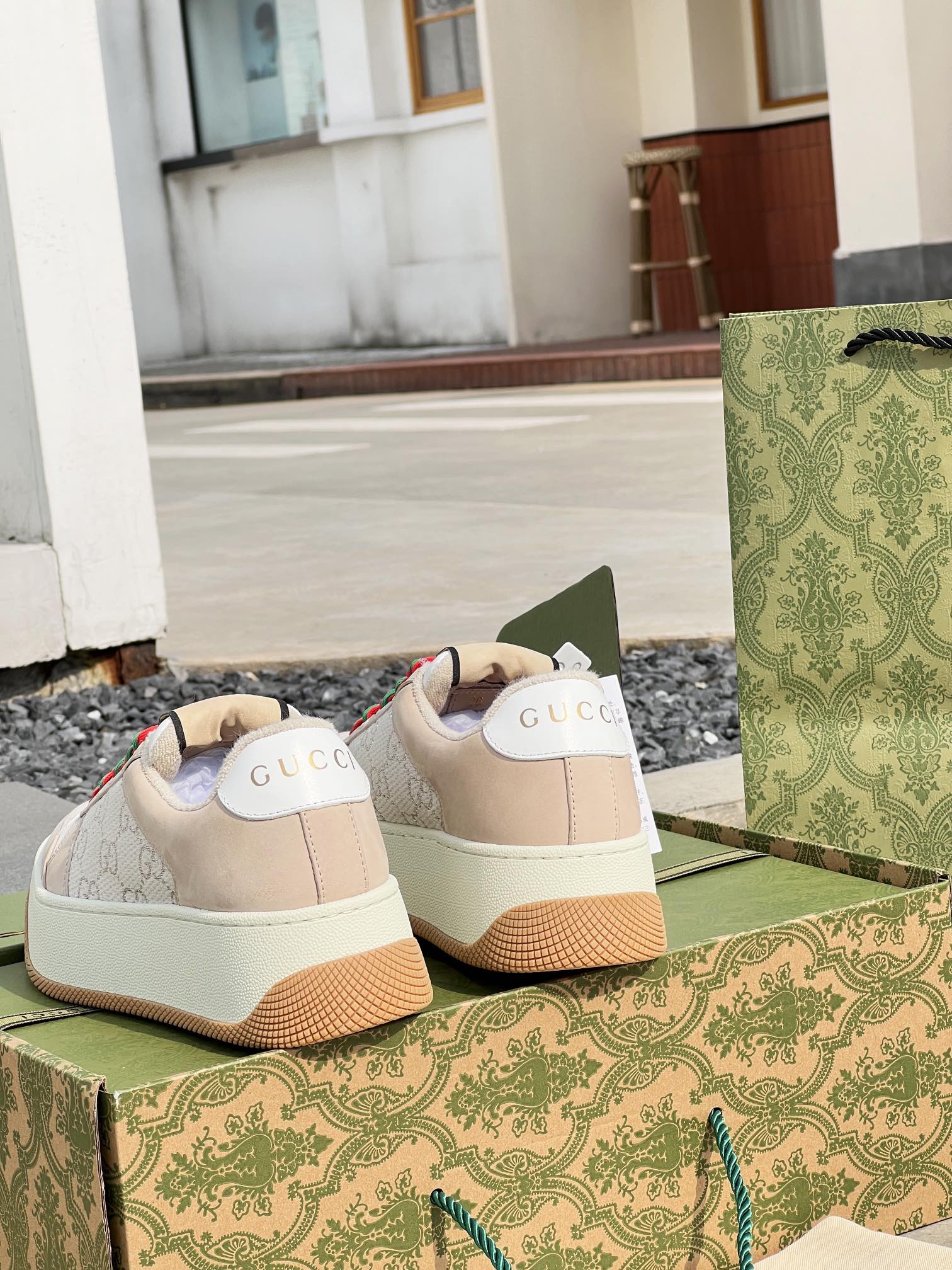 GUCC 2023ss nueva familia G Screener serie de modelos de parejas gordito ding gordito zapatos sucios