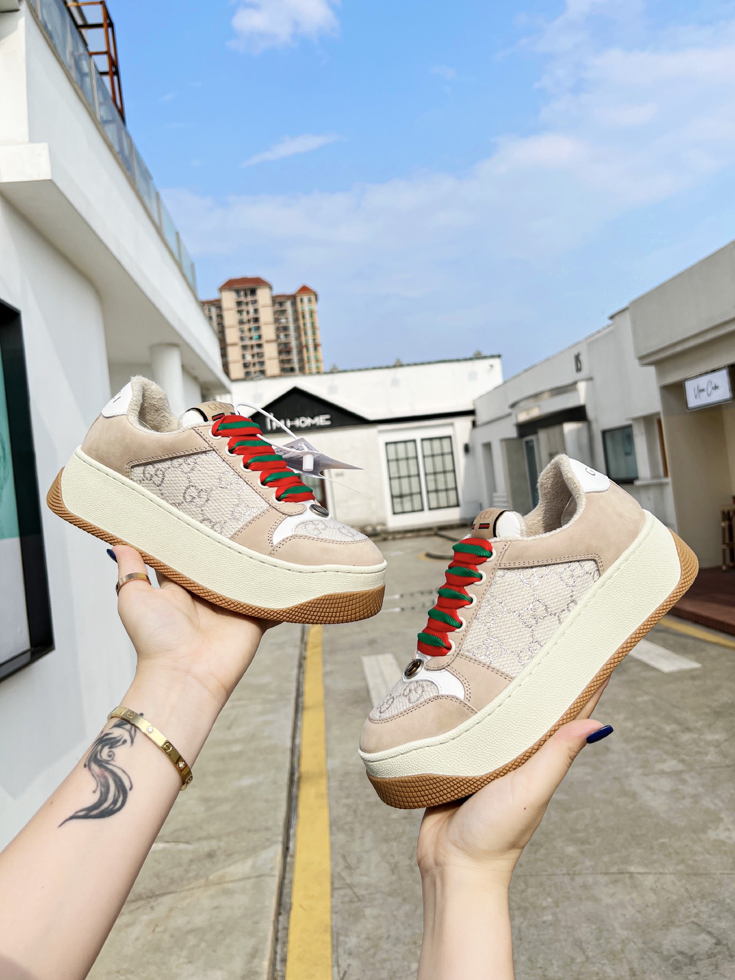 GUCC 2023ss nueva familia G Screener serie de modelos de parejas gordito ding gordito zapatos sucios
