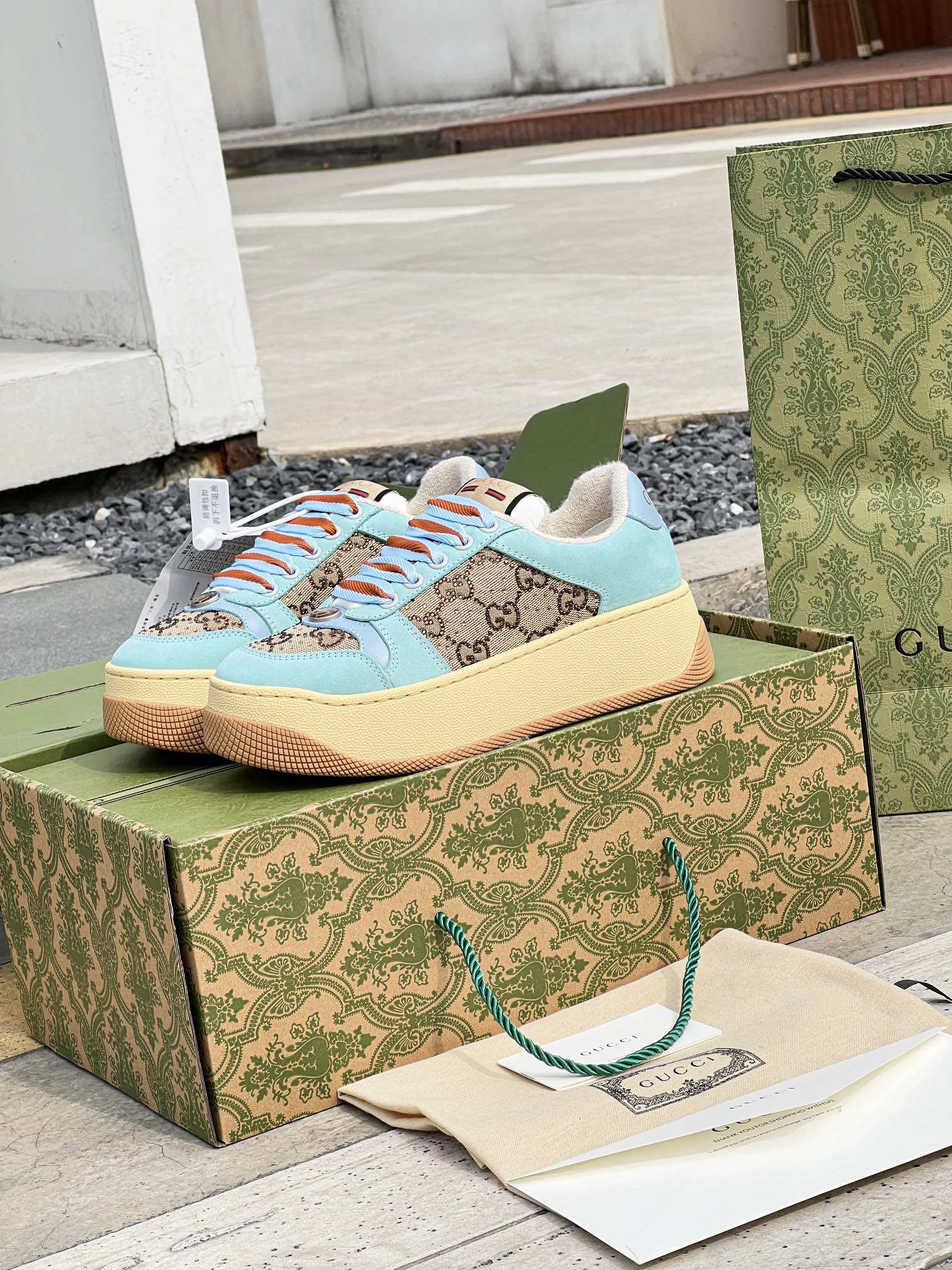 GUCC 2023ss nueva familia G Screener serie de modelos de parejas gordito ding gordito zapatos sucios