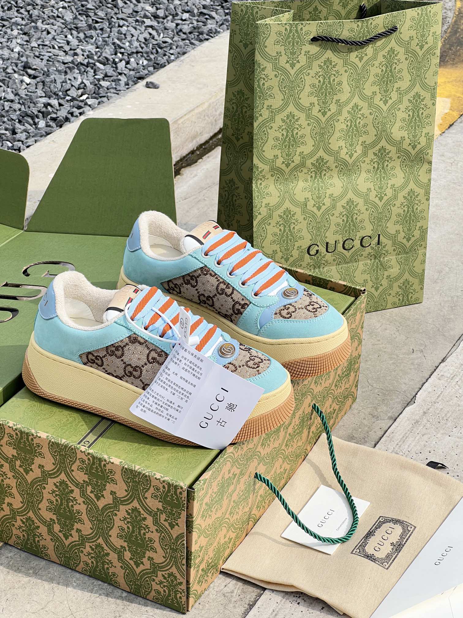 GUCC 2023ss nueva familia G Screener serie de modelos de parejas gordito ding gordito zapatos sucios