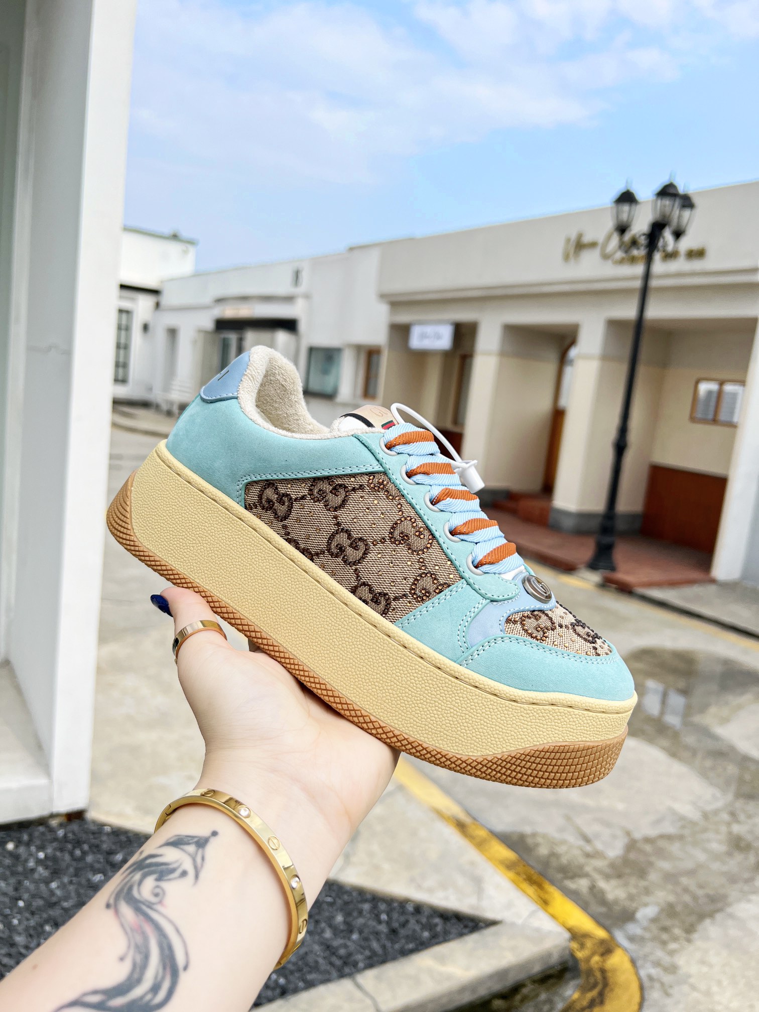GUCC 2023ss nueva familia G Screener serie de modelos de parejas gordito ding gordito zapatos sucios