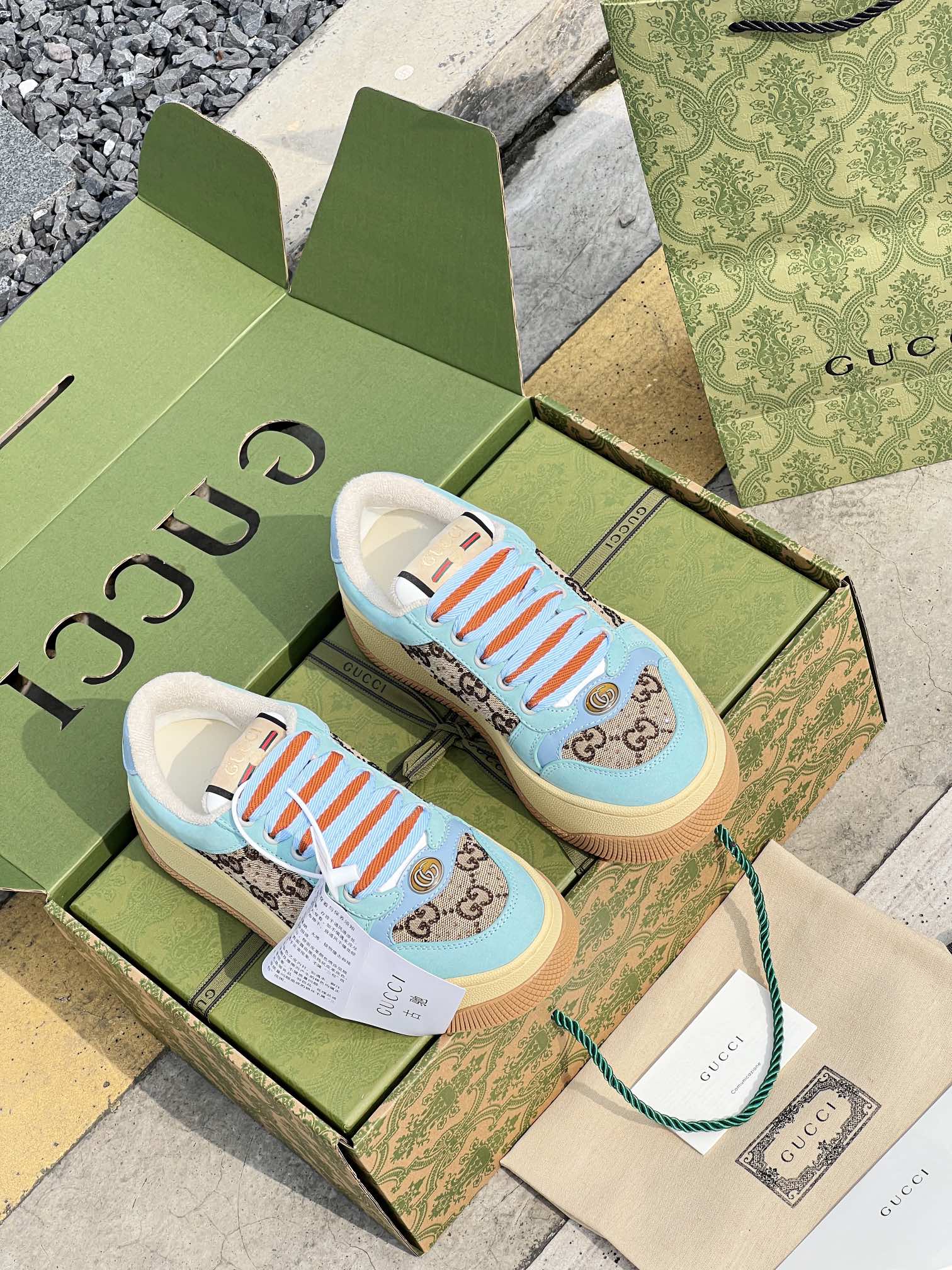 GUCC 2023ss nueva familia G Screener serie de modelos de parejas gordito ding gordito zapatos sucios