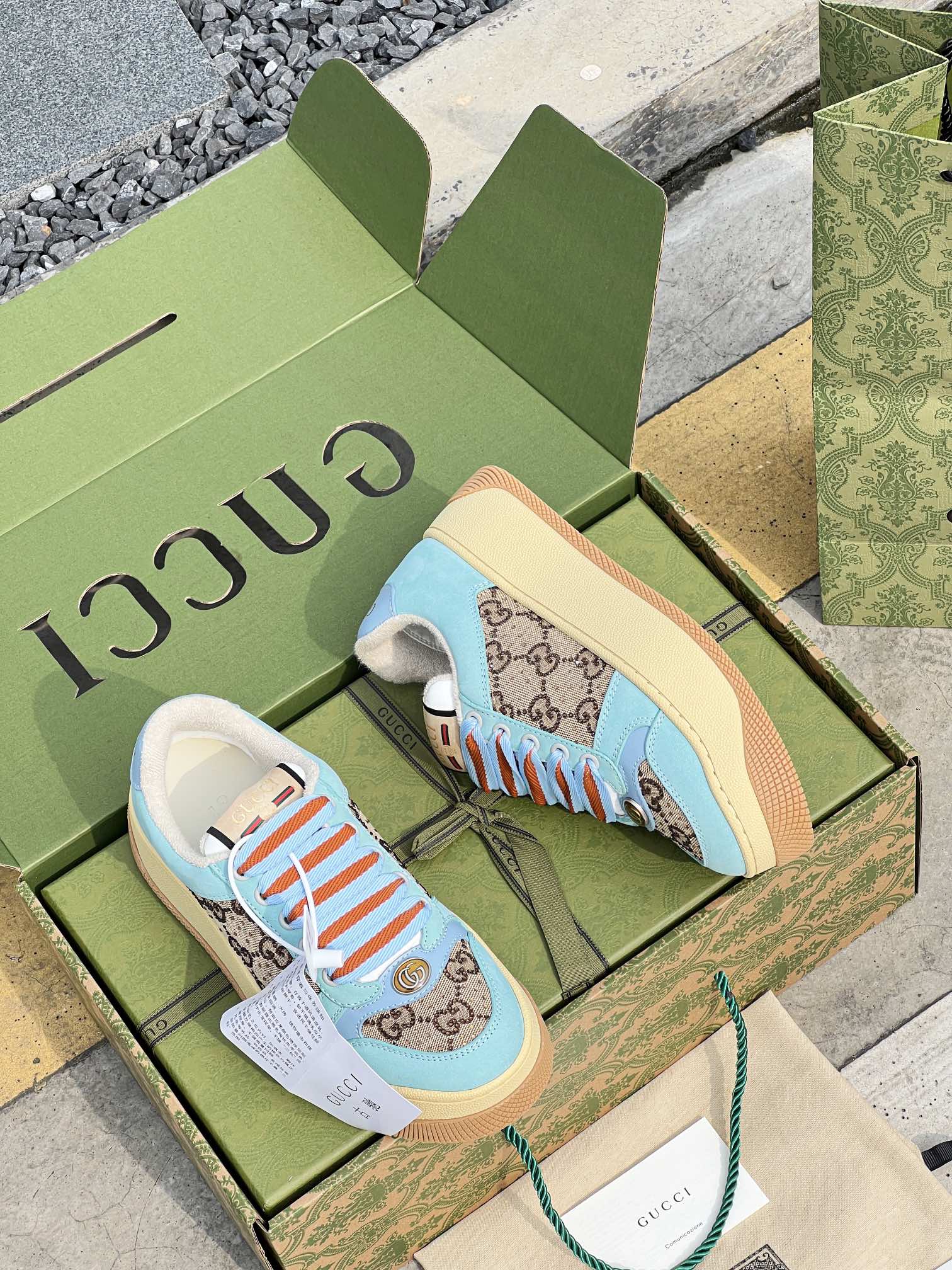 GUCC 2023ss nueva familia G Screener serie de modelos de parejas gordito ding gordito zapatos sucios