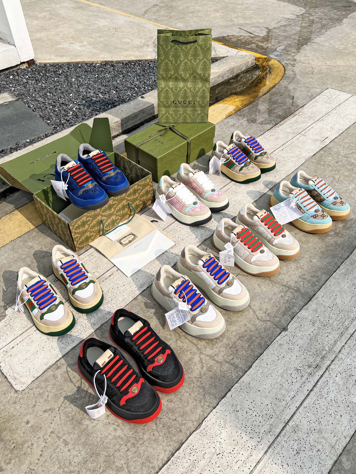 GUCC 2023ss nueva familia G Screener serie de modelos de parejas gordito ding gordito zapatos sucios