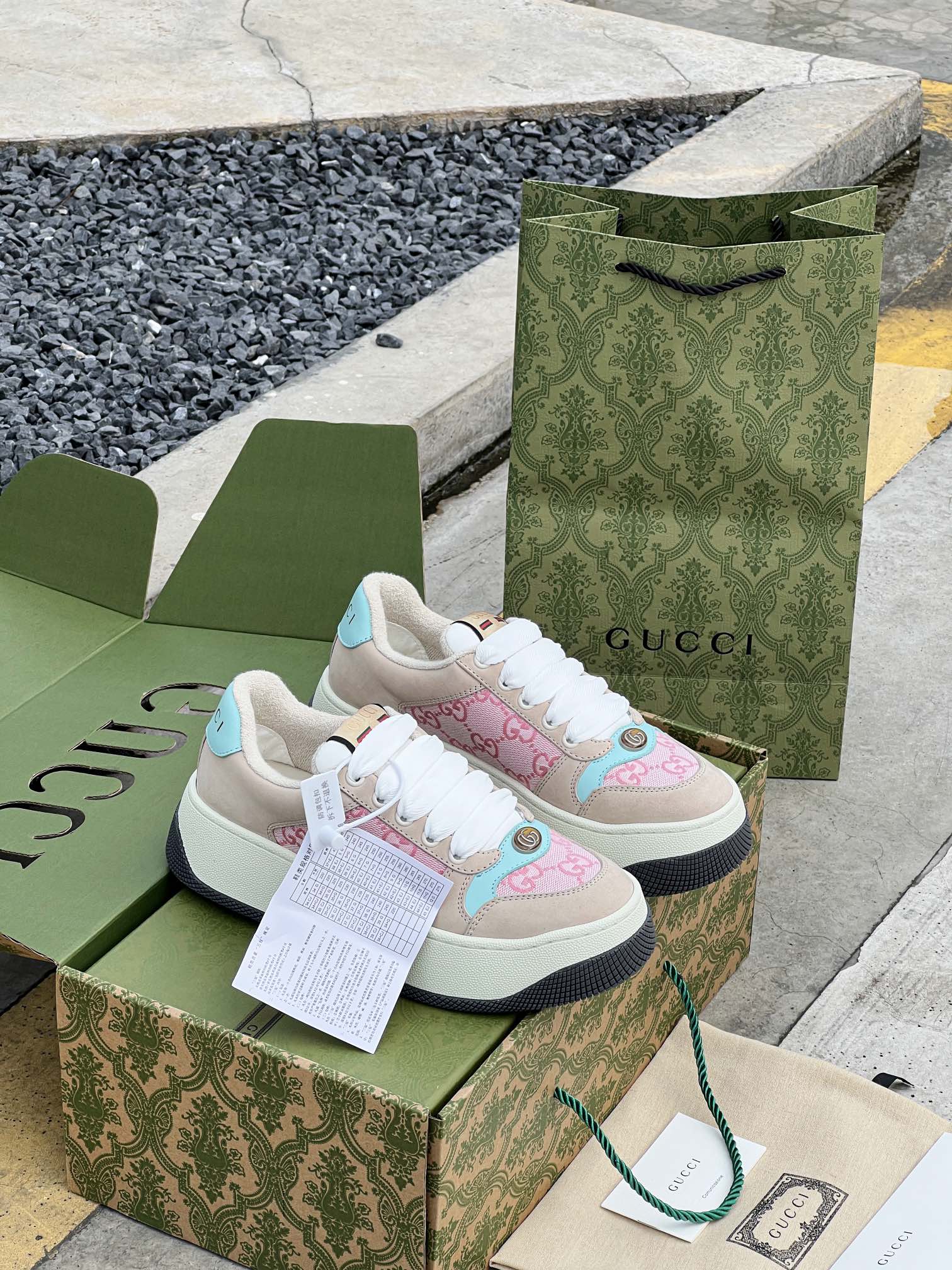 GUCC 2023ss nueva familia G Screener serie de modelos de parejas gordito ding gordito zapatos sucios