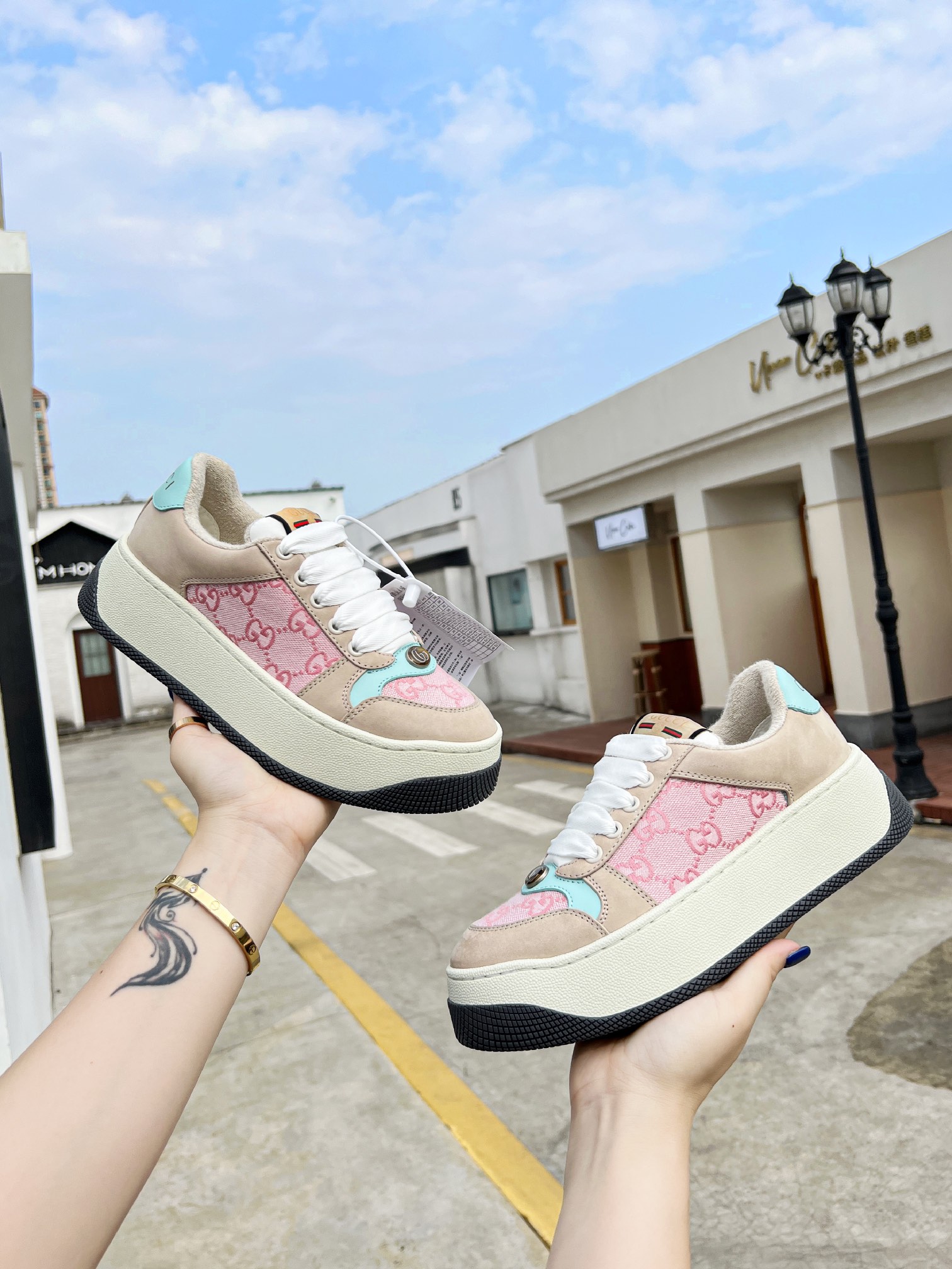 GUCC 2023ss nueva familia G Screener serie de modelos de parejas gordito ding gordito zapatos sucios