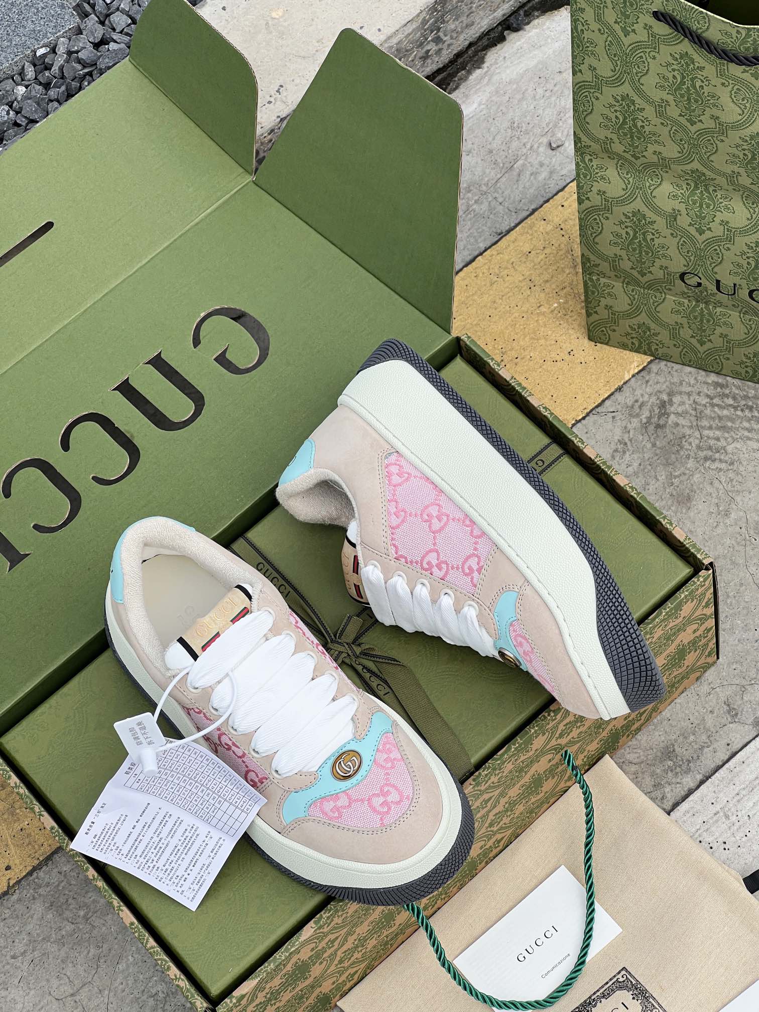 GUCC 2023ss nueva familia G Screener serie de modelos de parejas gordito ding gordito zapatos sucios