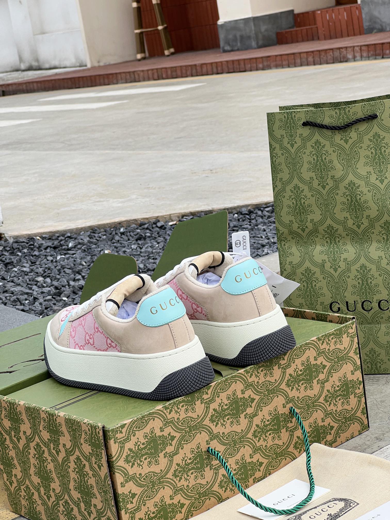 GUCC 2023ss nueva familia G Screener serie de modelos de parejas gordito ding gordito zapatos sucios