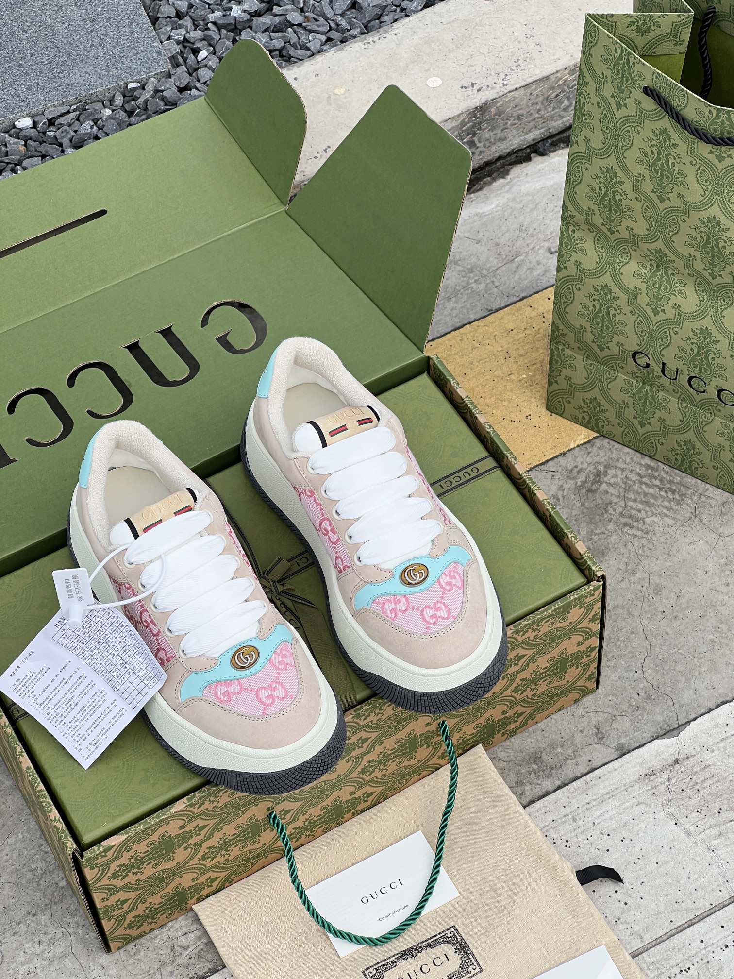 GUCC 2023ss nueva familia G Screener serie de modelos de parejas gordito ding gordito zapatos sucios