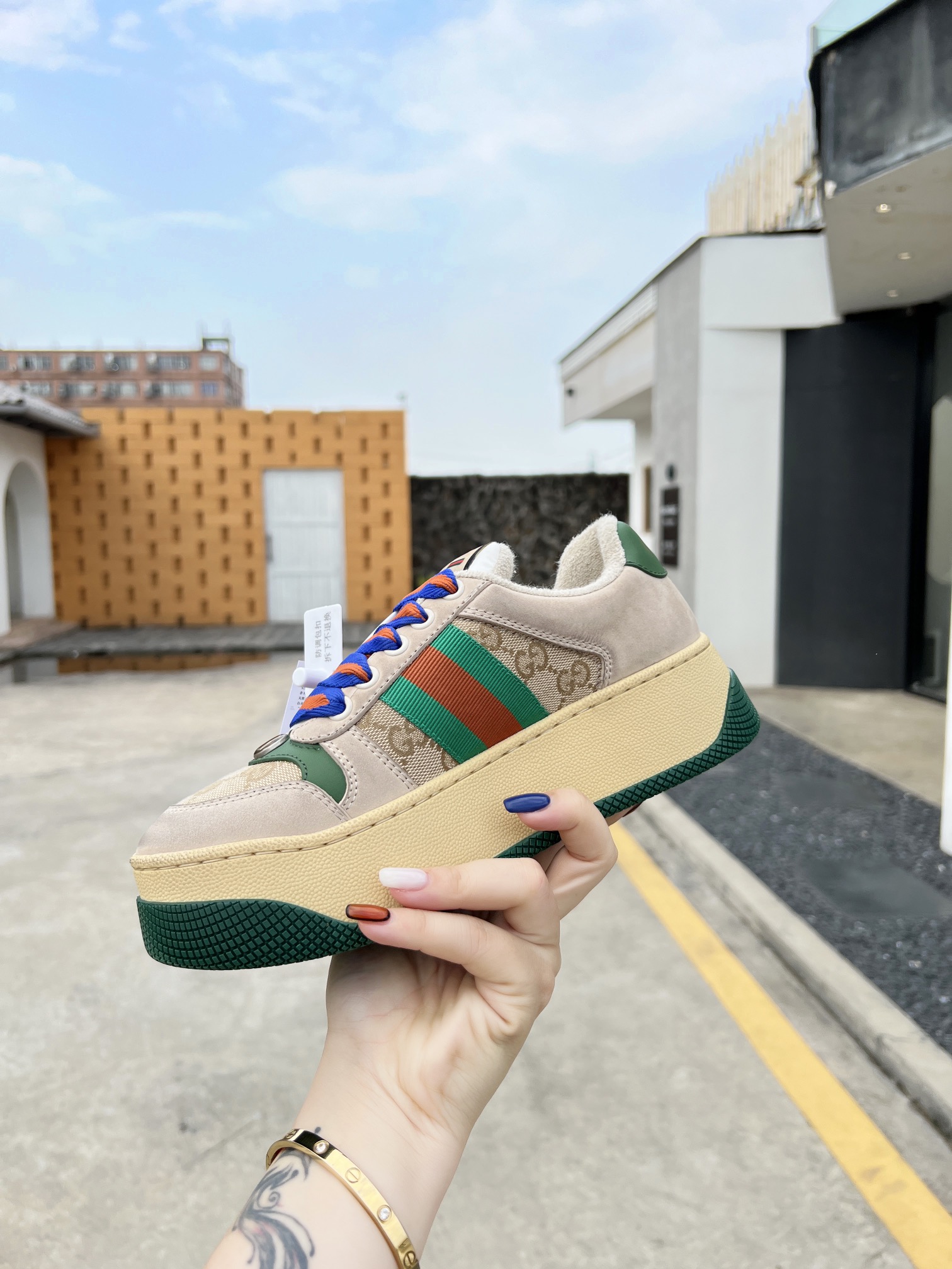 GUCC 2023ss nueva familia G Screener serie de modelos de parejas gordito ding gordito zapatos sucios