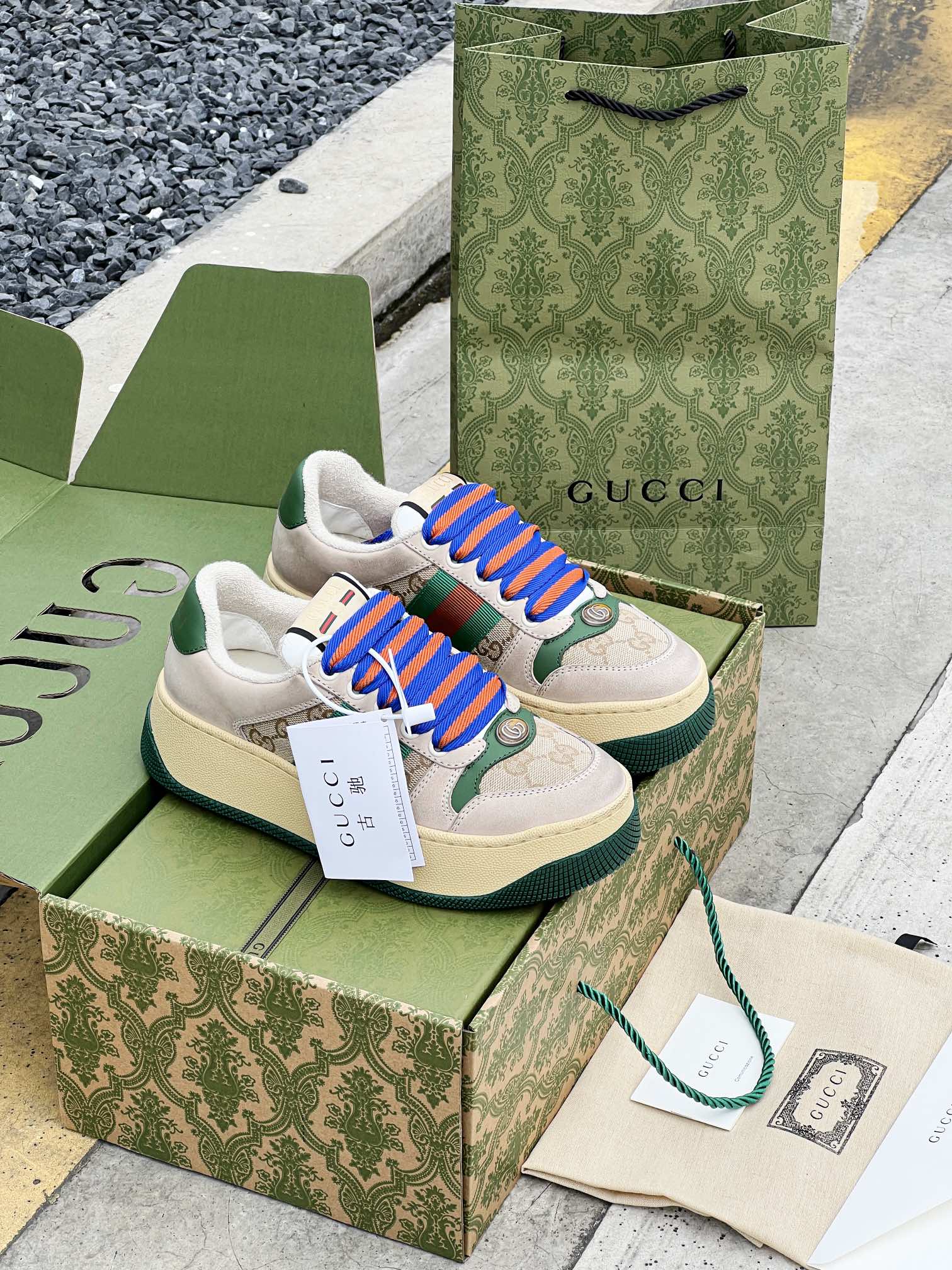 GUCC 2023ss nueva familia G Screener serie de modelos de parejas gordito ding gordito zapatos sucios