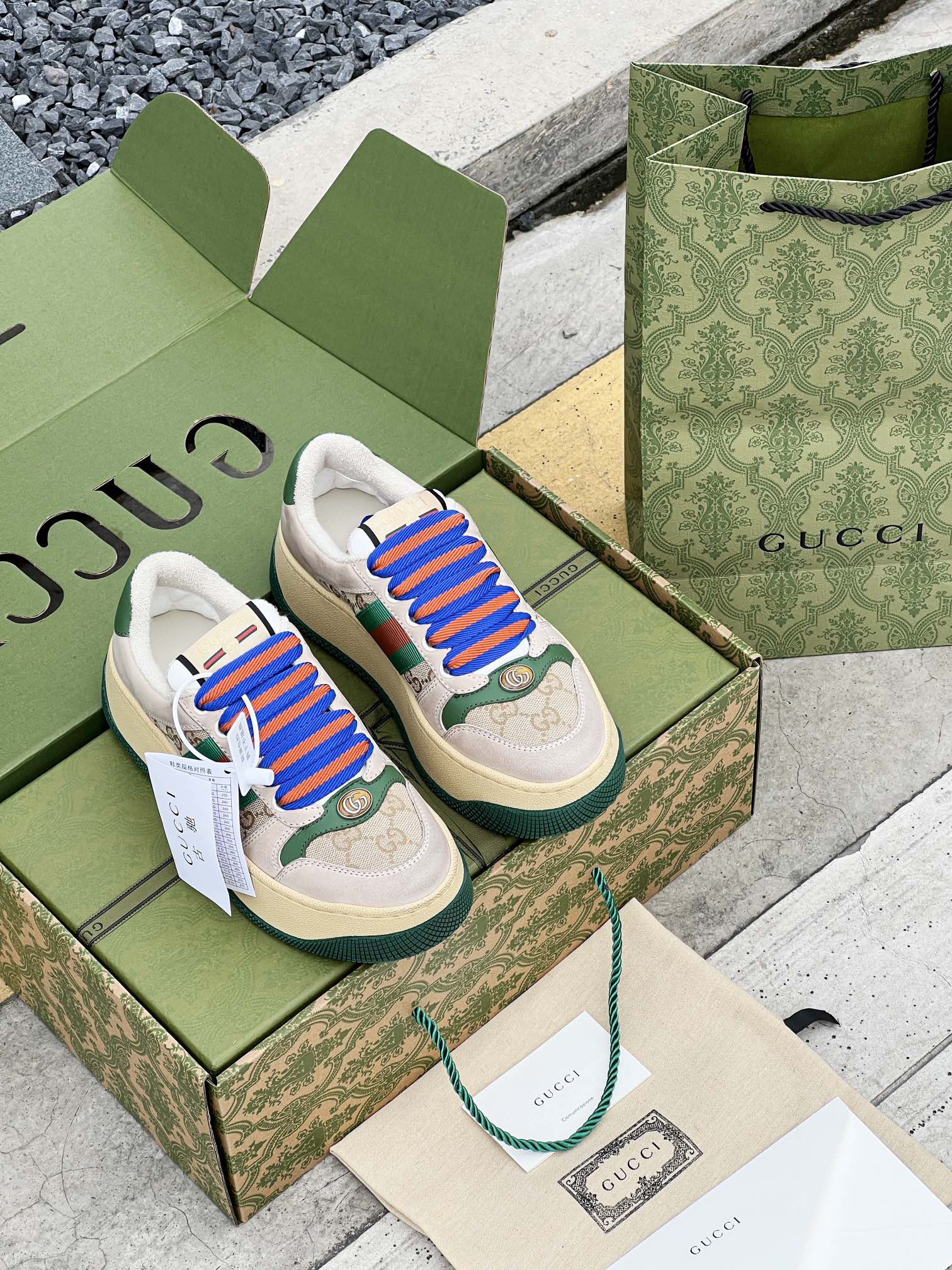GUCC 2023ss nueva familia G Screener serie de modelos de parejas gordito ding gordito zapatos sucios