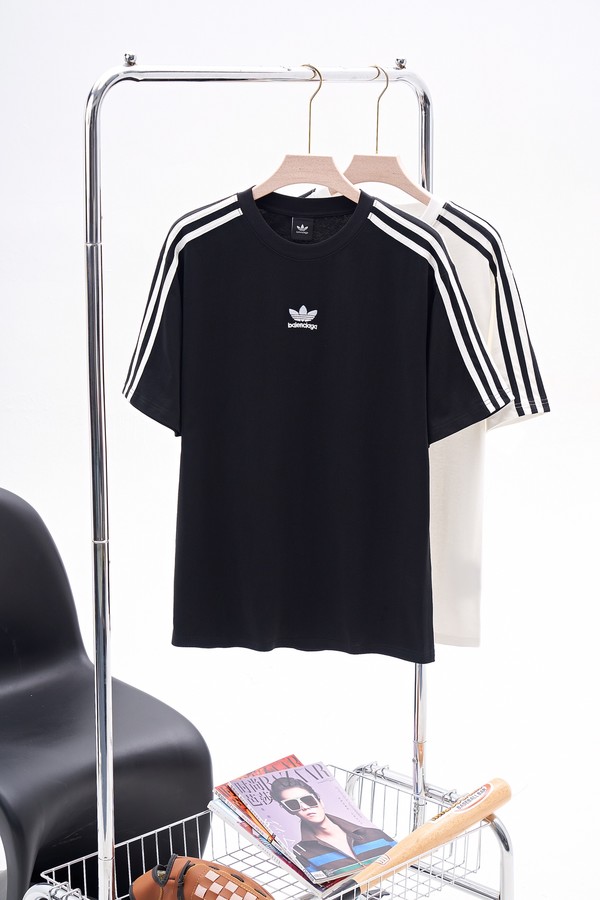 Balenciaga Clothing T-Shirt Black Embroidery Unisex Cotton Short Sleeve