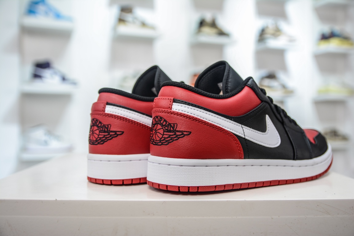 Pure original Air Jordan 1 Low black and red toe AJ1 Joe 1 low-top casual sneakers 553558-066