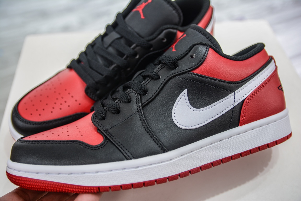 Pure original Air Jordan 1 Low black and red toe AJ1 Joe 1 low-top casual sneakers 553558-066