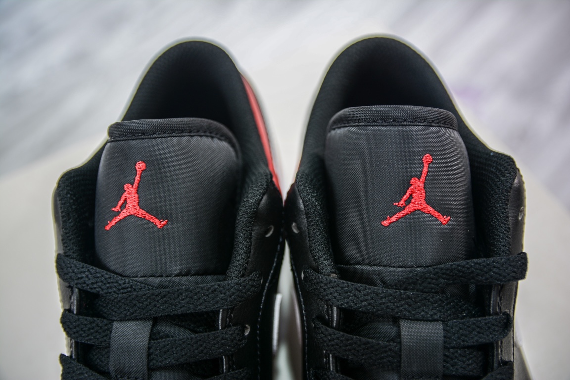 Pure original Air Jordan 1 Low black and red toe AJ1 Joe 1 low-top casual sneakers 553558-066