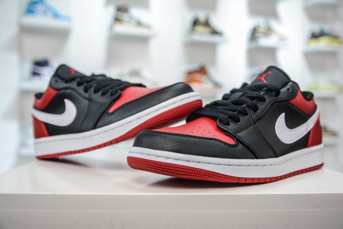 Pure original Air Jordan 1 Low black and red toe AJ1 Joe 1 low-top casual sneakers 553558-066