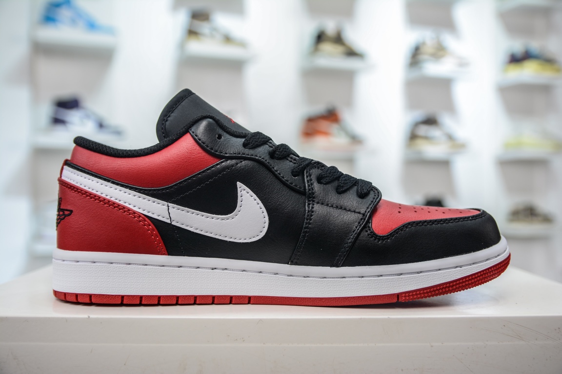 Pure original Air Jordan 1 Low black and red toe AJ1 Joe 1 low-top casual sneakers 553558-066