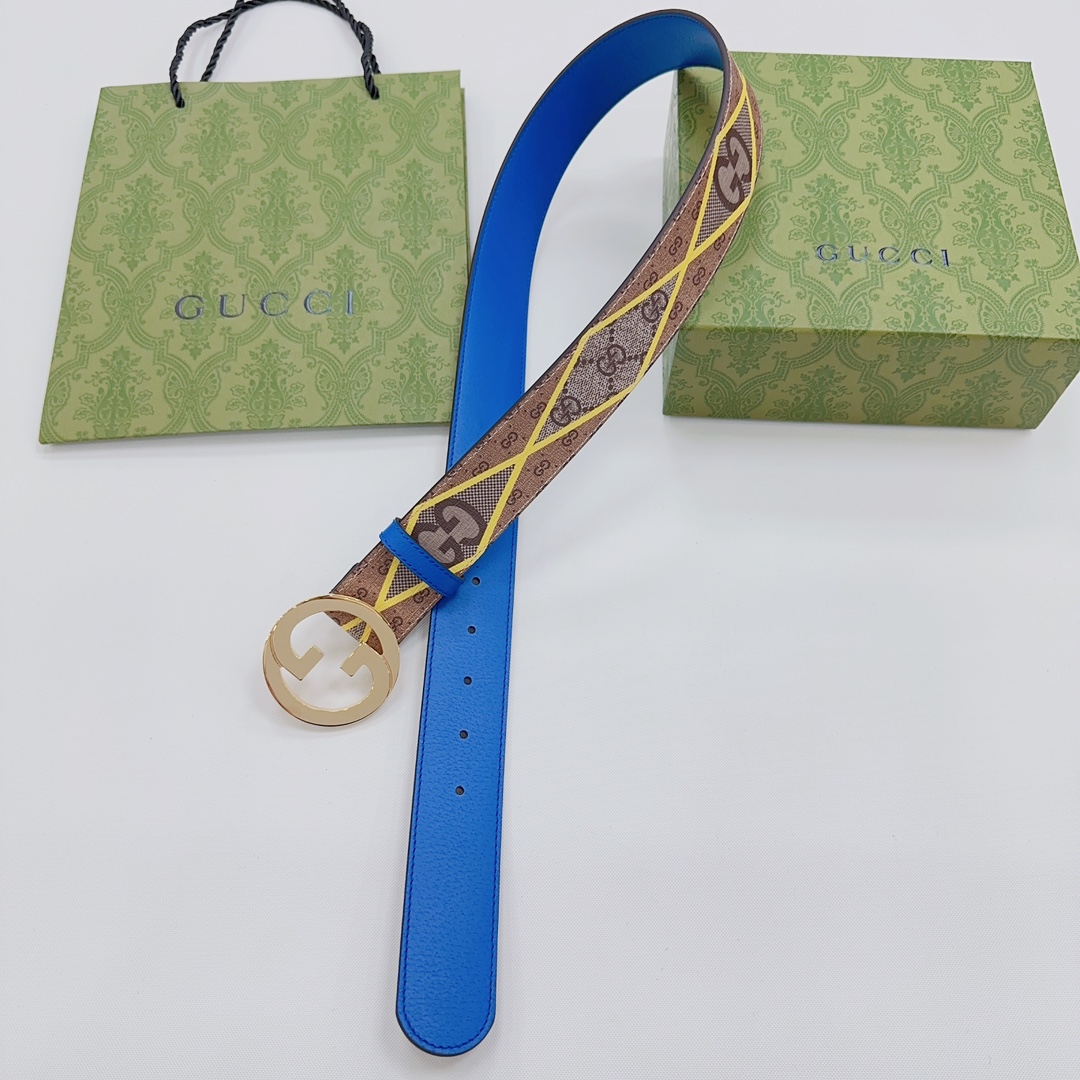 .8cm古奇官网新款双面原版小牛皮扣