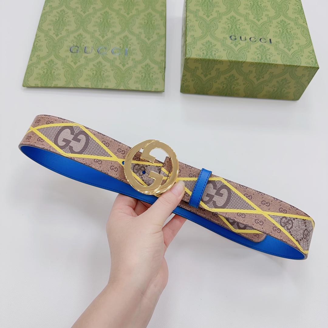 .8cm古奇官网新款双面原版小牛皮扣