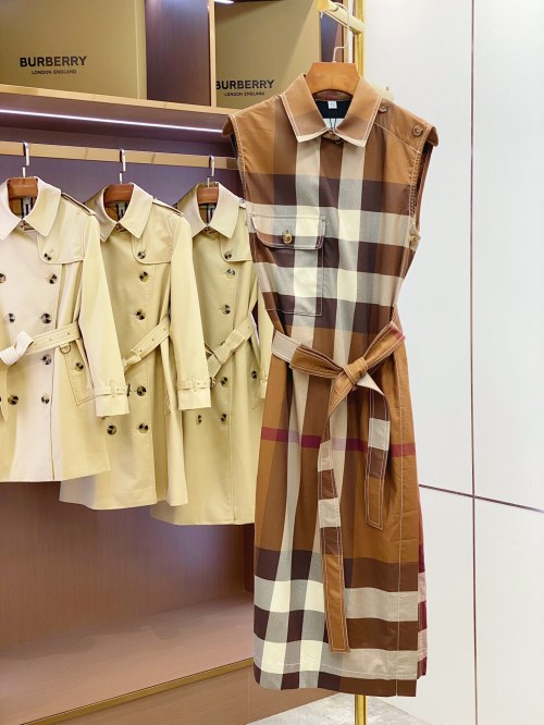 BUR Sleeveless Plaid Cotton Shirt Dress with Belt - Classic & Chic 1 BUR Sleeveless Plaid Cotton Shirt Dress with Belt - Classic & Chic