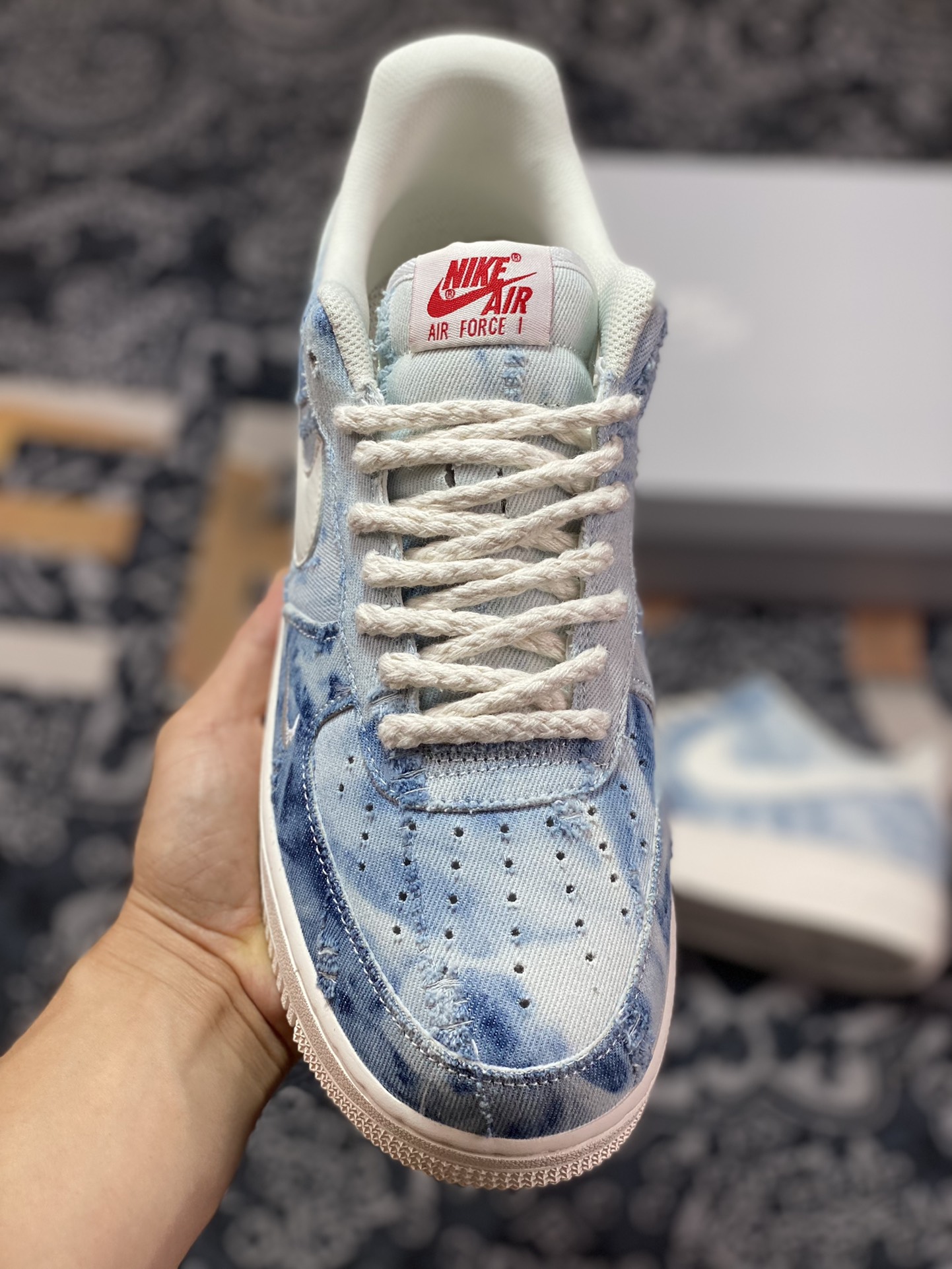 220 Nike Air Force 1 Low PRM”Denim Blue/Frayed”空军一号经典板鞋“牛仔浅蓝白磨破做旧”DY1830-100