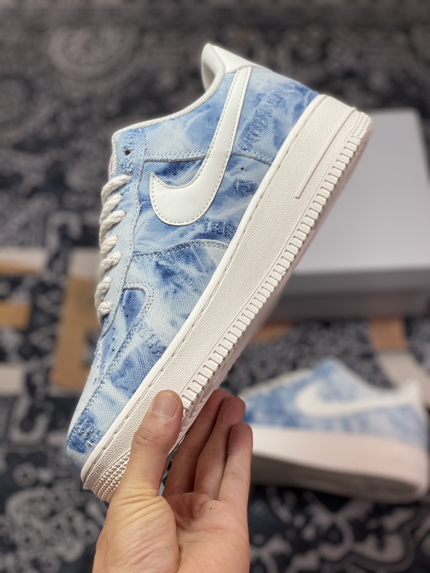 220 Nike Air Force 1 Low PRM”Denim Blue/Frayed”空军一号经典板鞋“牛仔浅蓝白磨破做旧”DY1830-100