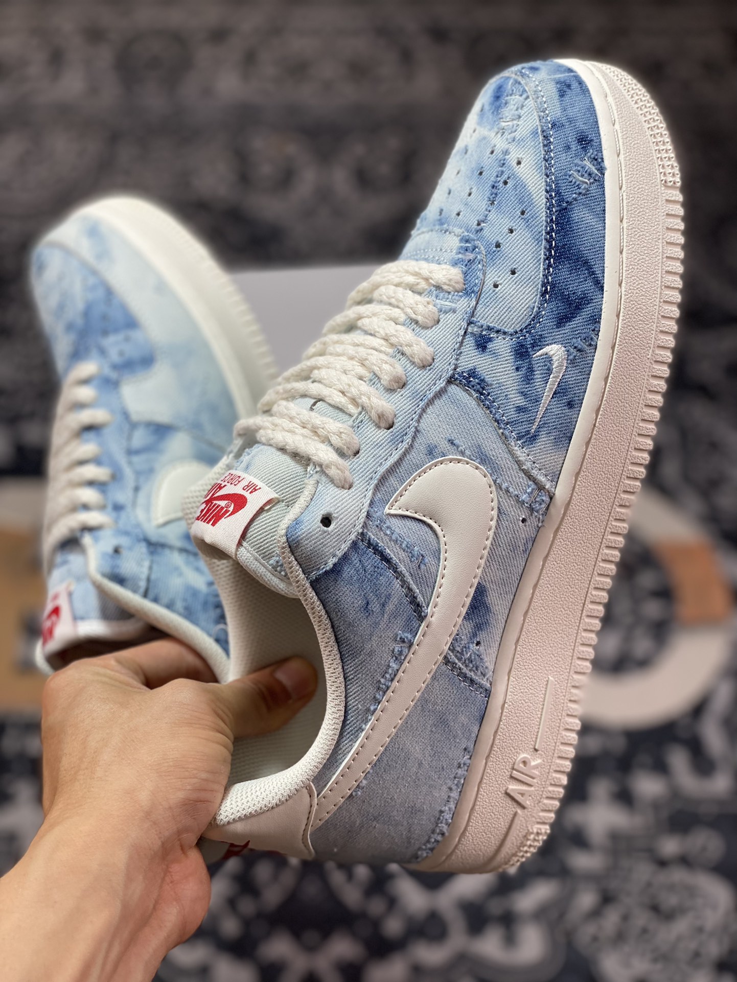 220 Nike Air Force 1 Low PRM”Denim Blue/Frayed”空军一号经典板鞋“牛仔浅蓝白磨破做旧”DY1830-100