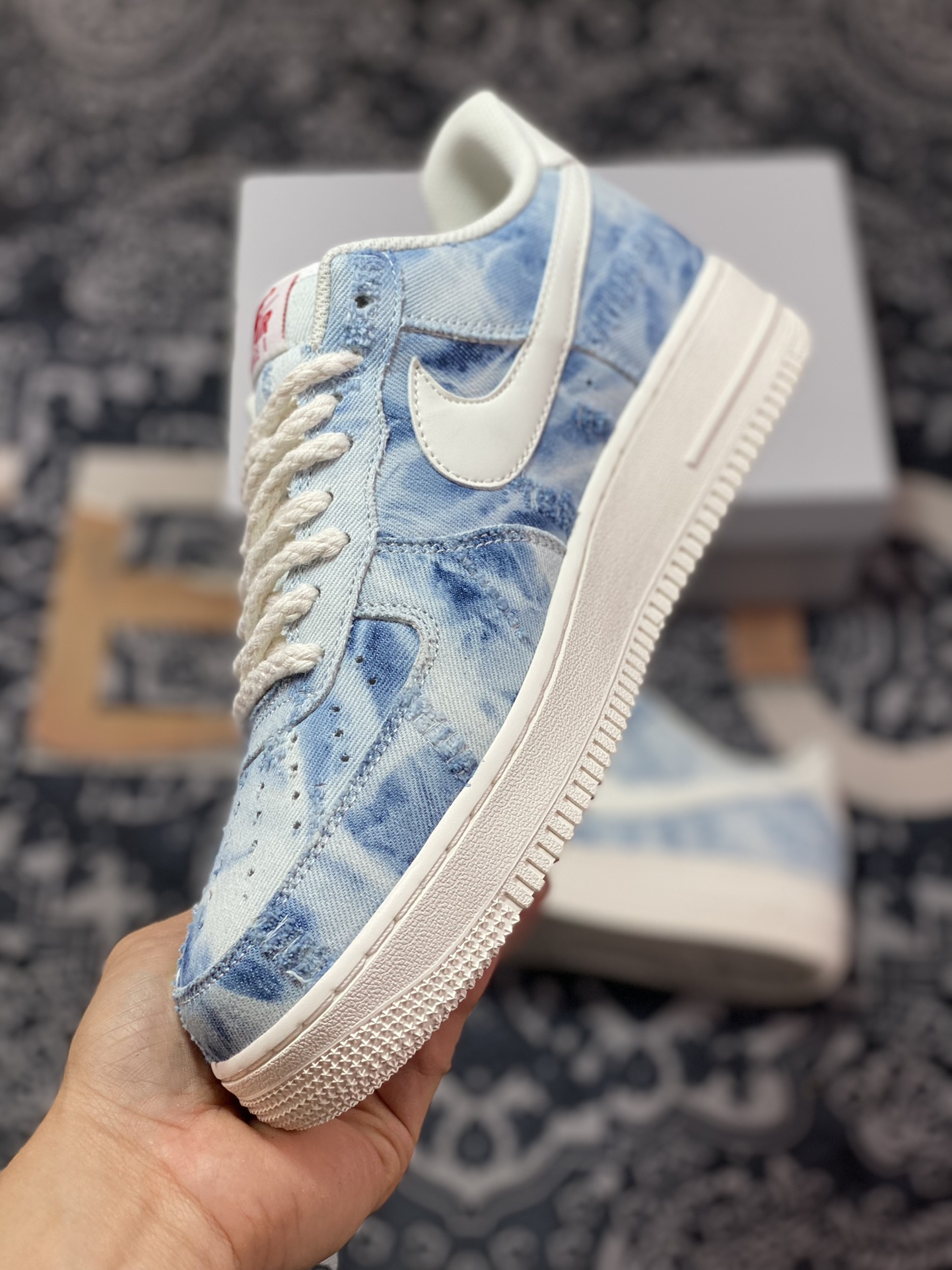 220 Nike Air Force 1 Low PRM”Denim Blue/Frayed”空军一号经典板鞋“牛仔浅蓝白磨破做旧”DY1830-100