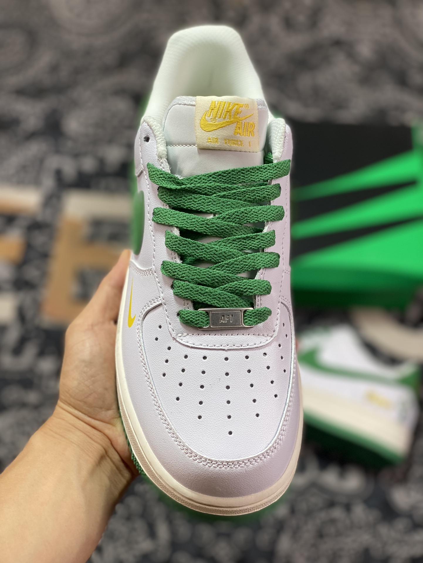 240 Nike Air Force 1’07 Low”Sprite”空军一号板鞋“皮革白雪碧绿黄小钩”315122-005