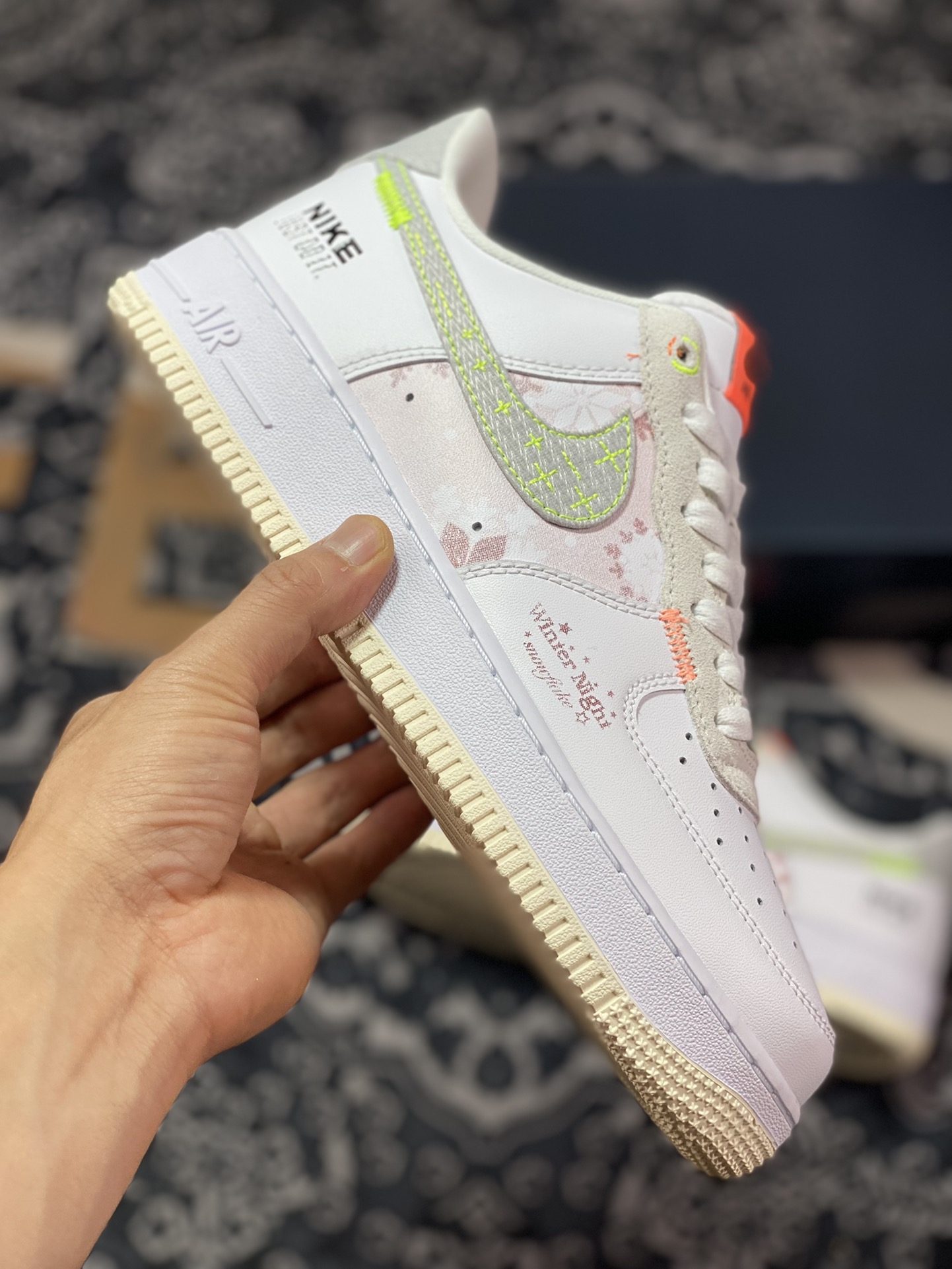 200 Nike Air Force 1 '07 Low”Just Do It”空军一号板鞋“白灰雪中花语粉嫩”FB1853-111