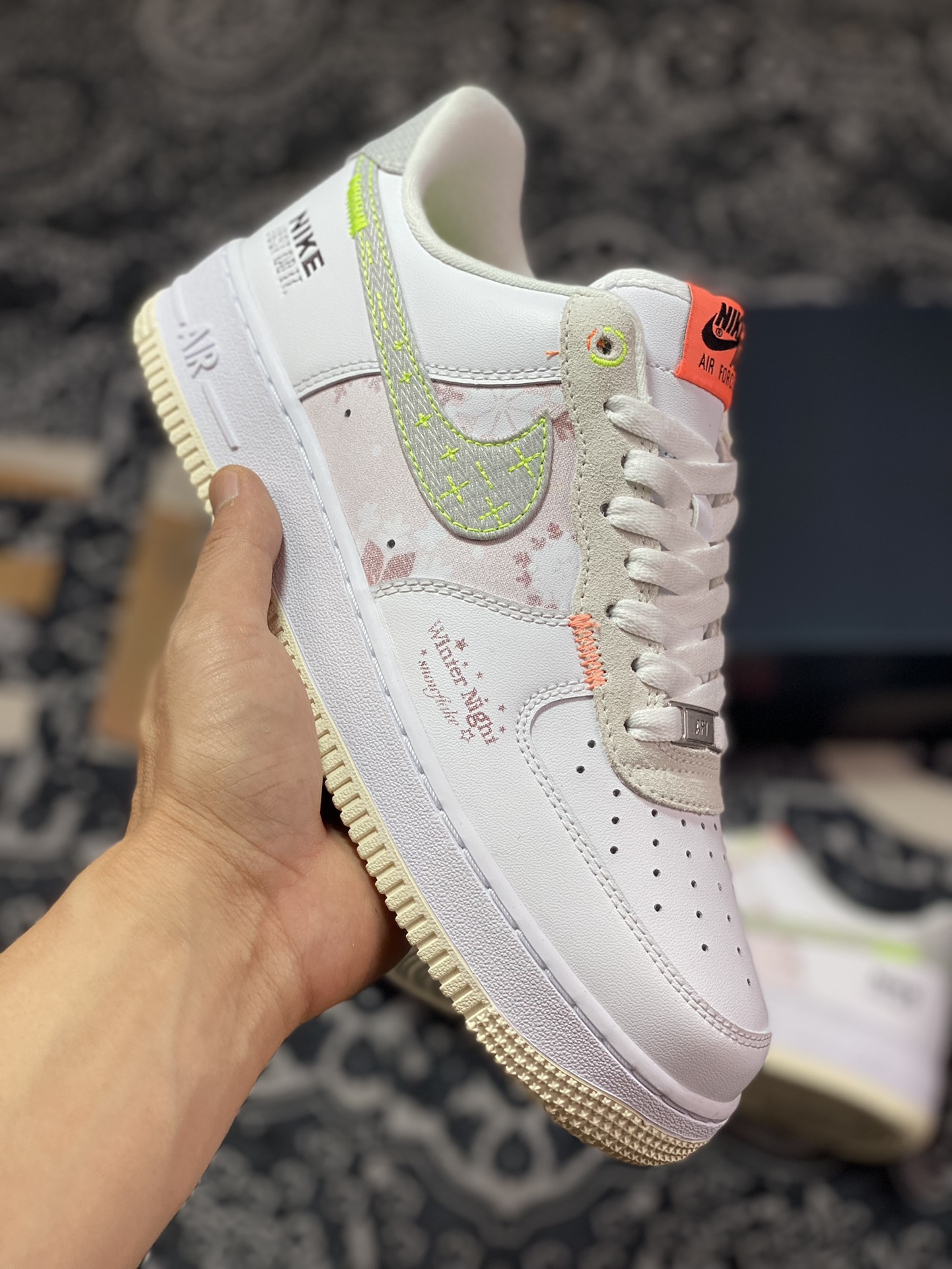 200 Nike Air Force 1 ’07 Low”Just Do It”空军一号板鞋“白灰雪中花语粉嫩”FB1853-111