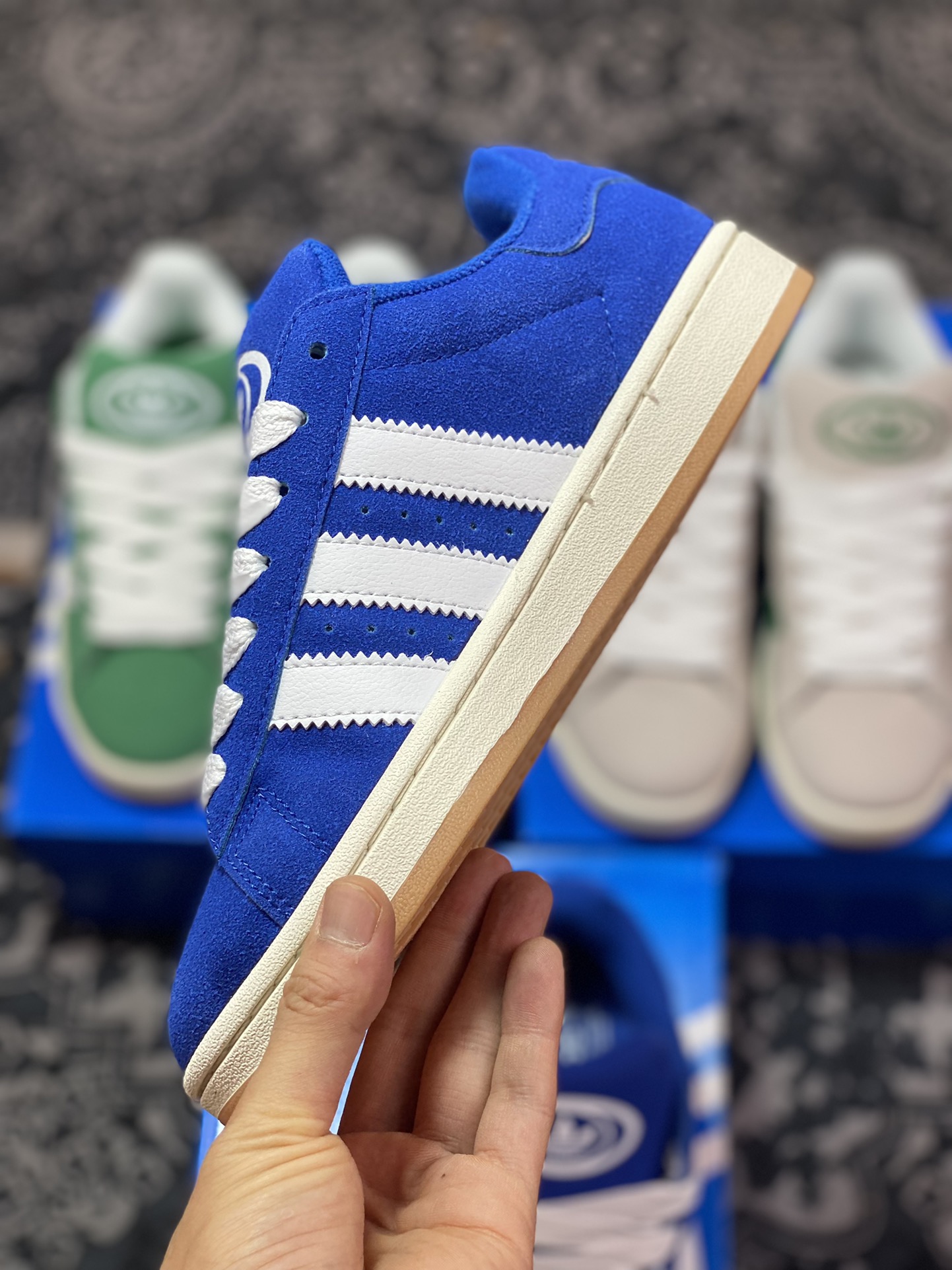 Adidas Originals Campus 00s college series bread style classic retro low-top sneakers ”anti-velvet royal blue and white raw rubber sole” HO3471