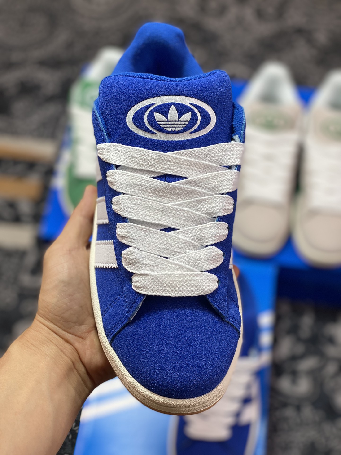 Adidas Originals Campus 00s college series bread style classic retro low-top sneakers ”anti-velvet royal blue and white raw rubber sole” HO3471