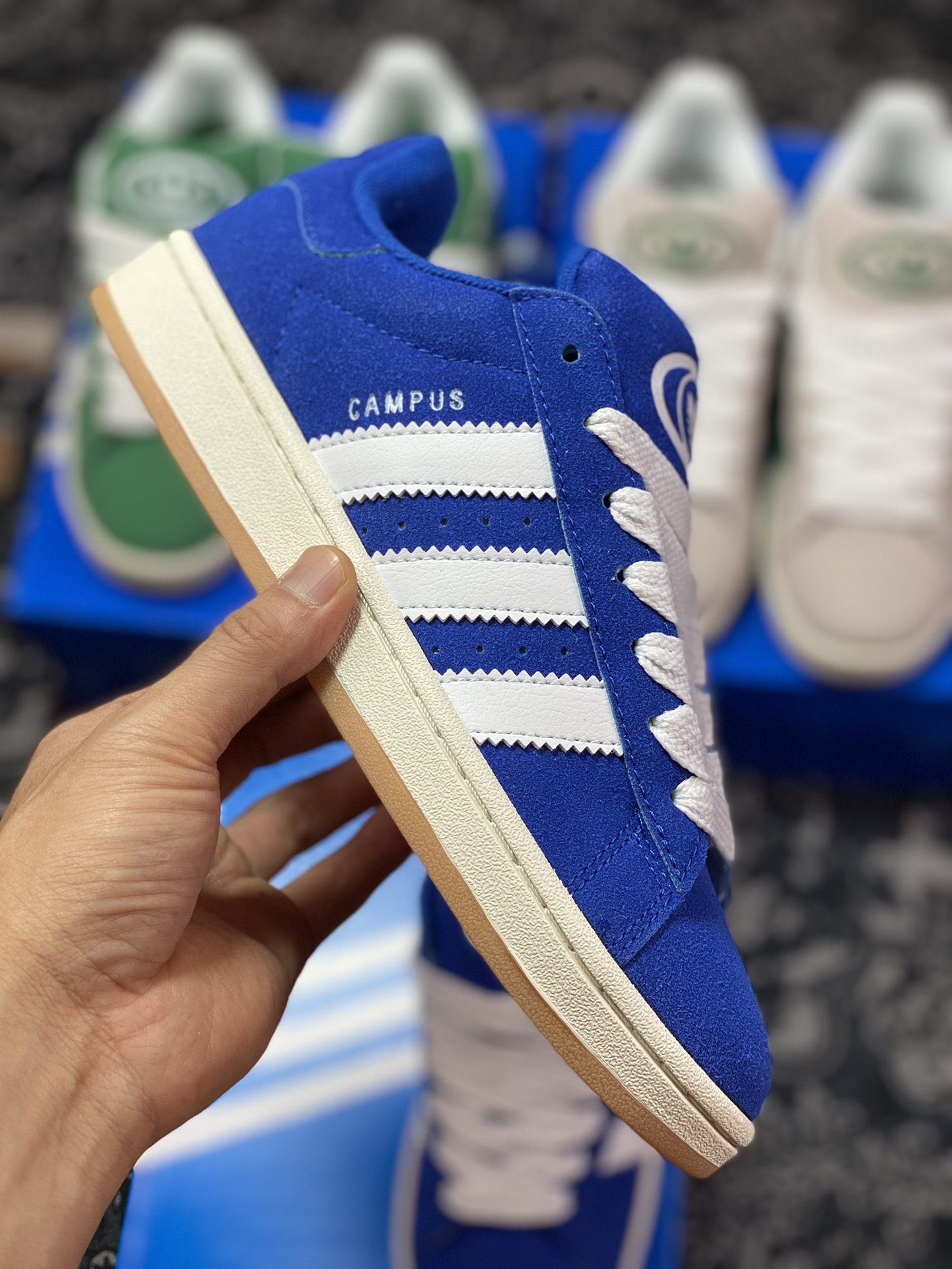 Adidas Originals Campus 00s college series bread style classic retro low-top sneakers ”anti-velvet royal blue and white raw rubber sole” HO3471