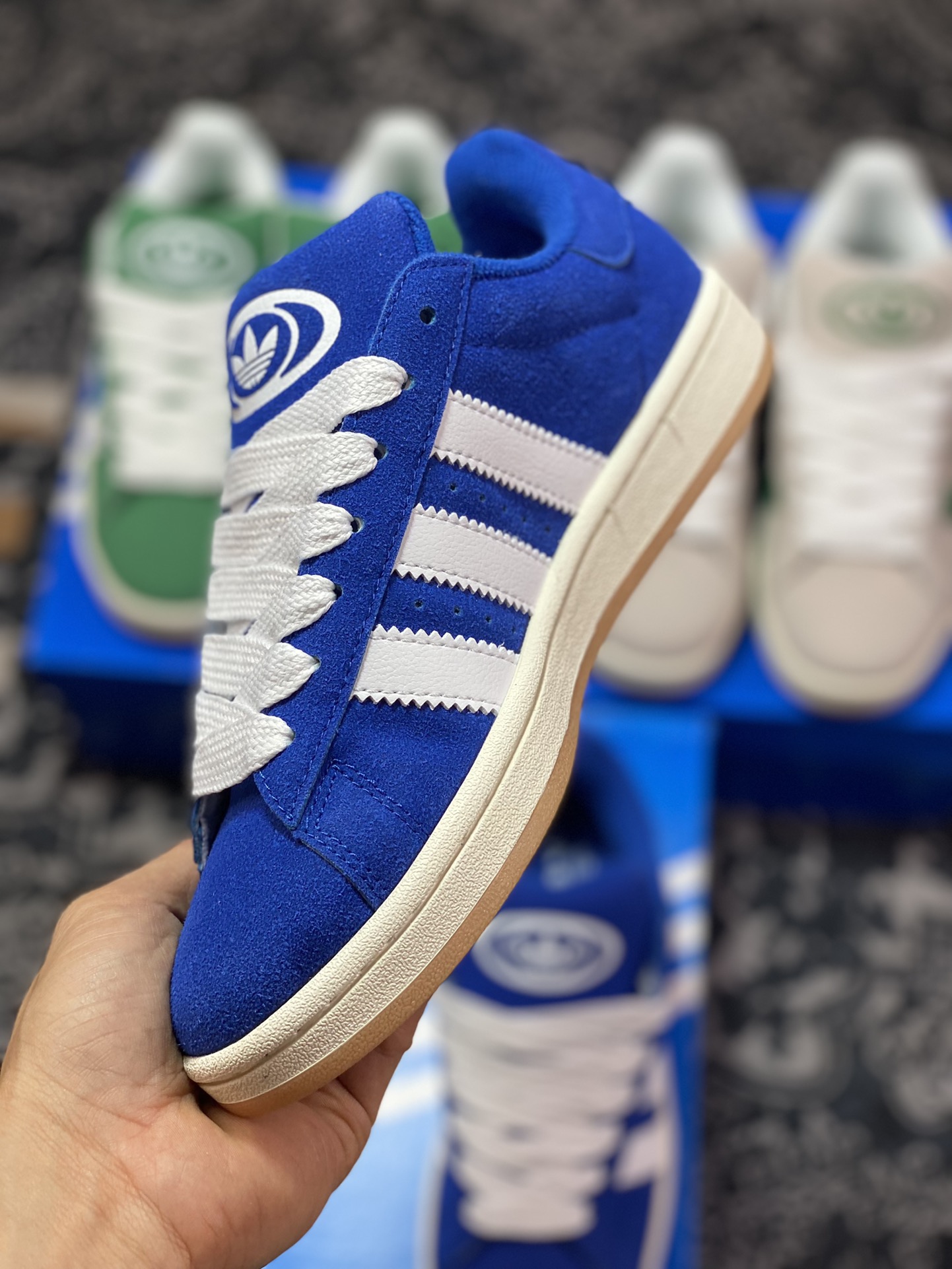 Adidas Originals Campus 00s college series bread style classic retro low-top sneakers ”anti-velvet royal blue and white raw rubber sole” HO3471