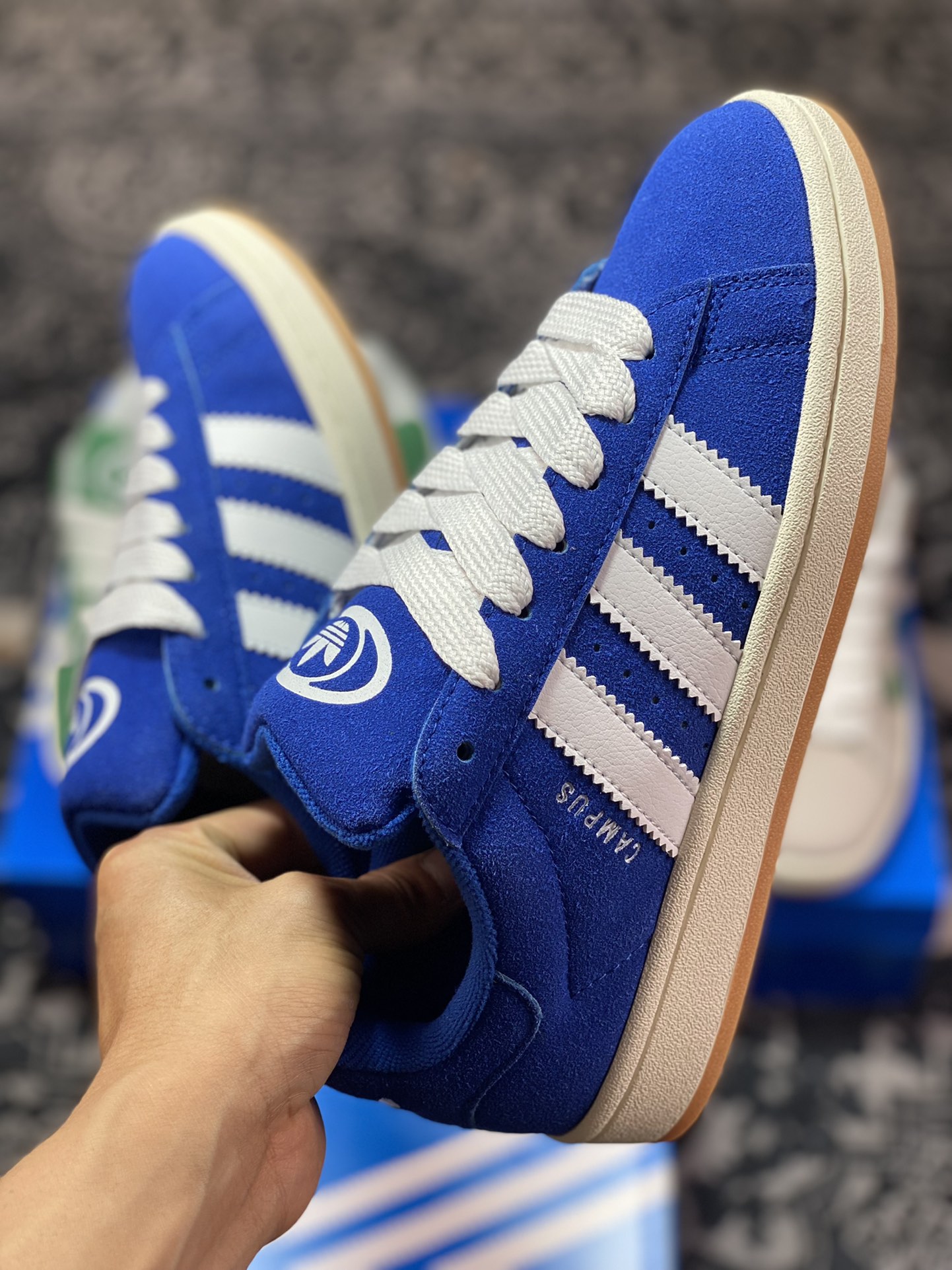 Adidas Originals Campus 00s college series bread style classic retro low-top sneakers ”anti-velvet royal blue and white raw rubber sole” HO3471