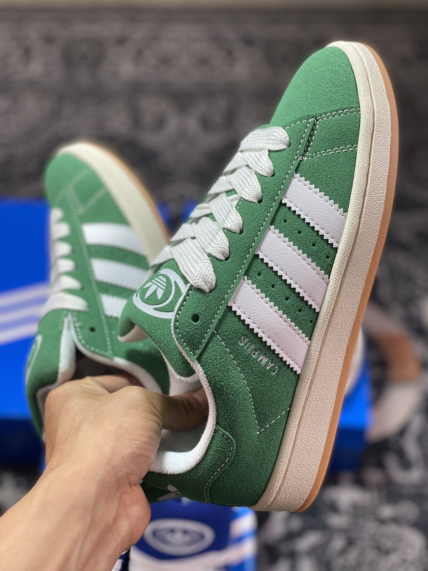 Adidas Originals Campus 00s college series bread style classic retro low-top sneakers ”velvet grass green and white raw rubber sole” HO3472