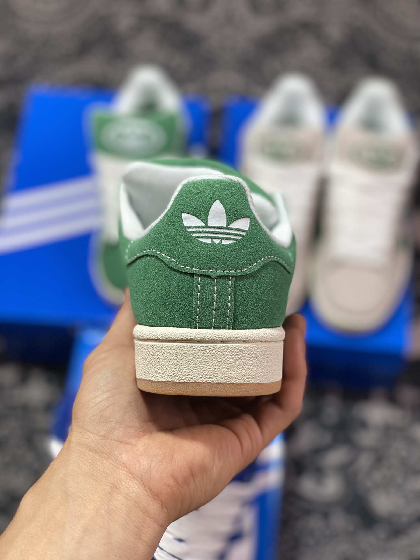 Adidas Originals Campus 00s college series bread style classic retro low-top sneakers ”velvet grass green and white raw rubber sole” HO3472