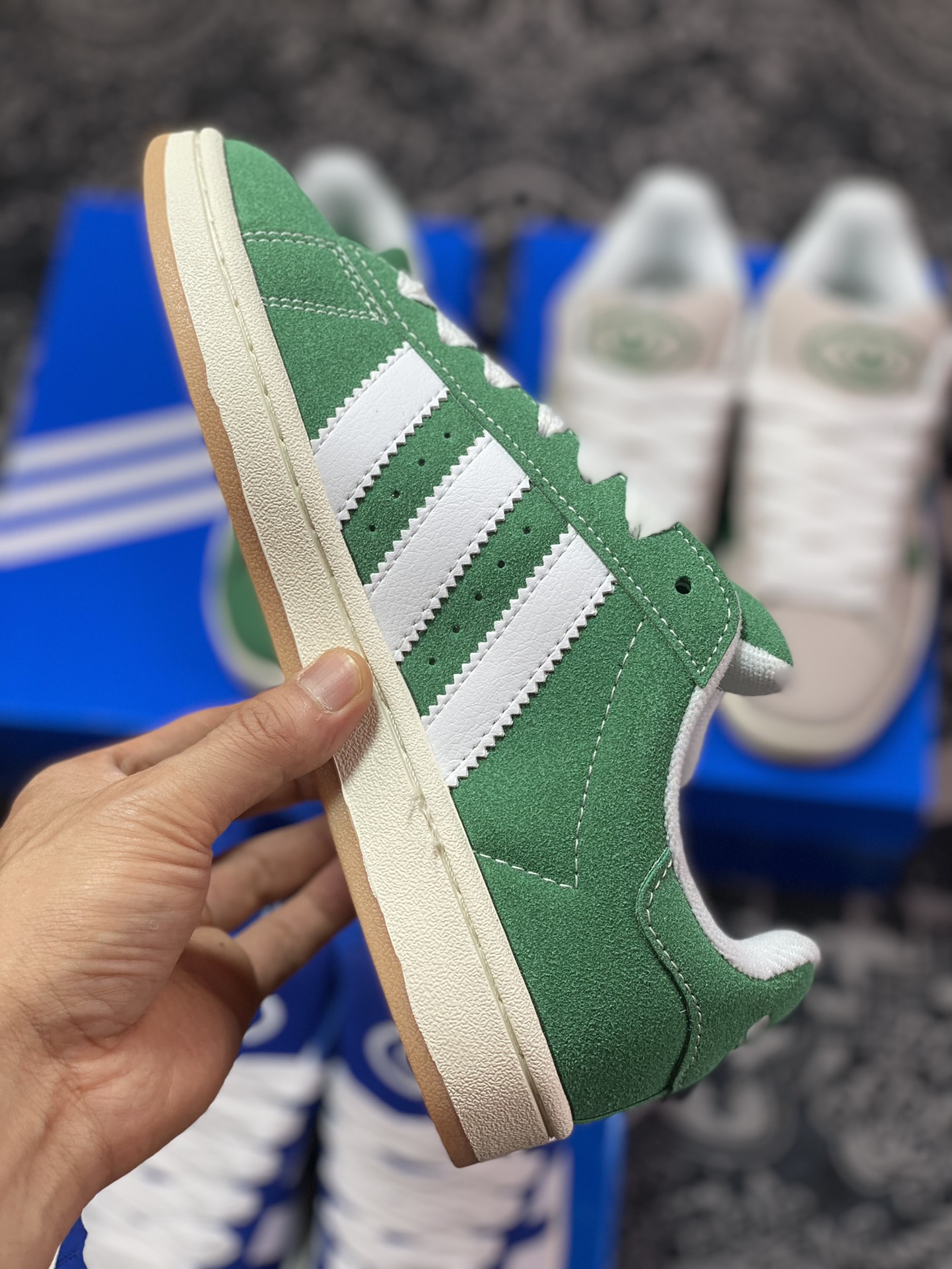 Adidas Originals Campus 00s college series bread style classic retro low-top sneakers ”velvet grass green and white raw rubber sole” HO3472