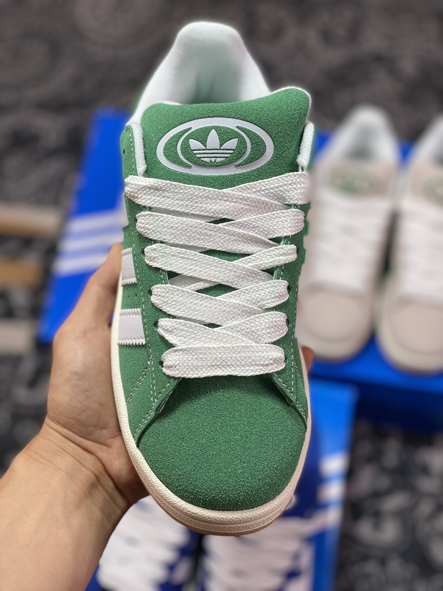 Adidas Originals Campus 00s college series bread style classic retro low-top sneakers ”velvet grass green and white raw rubber sole” HO3472