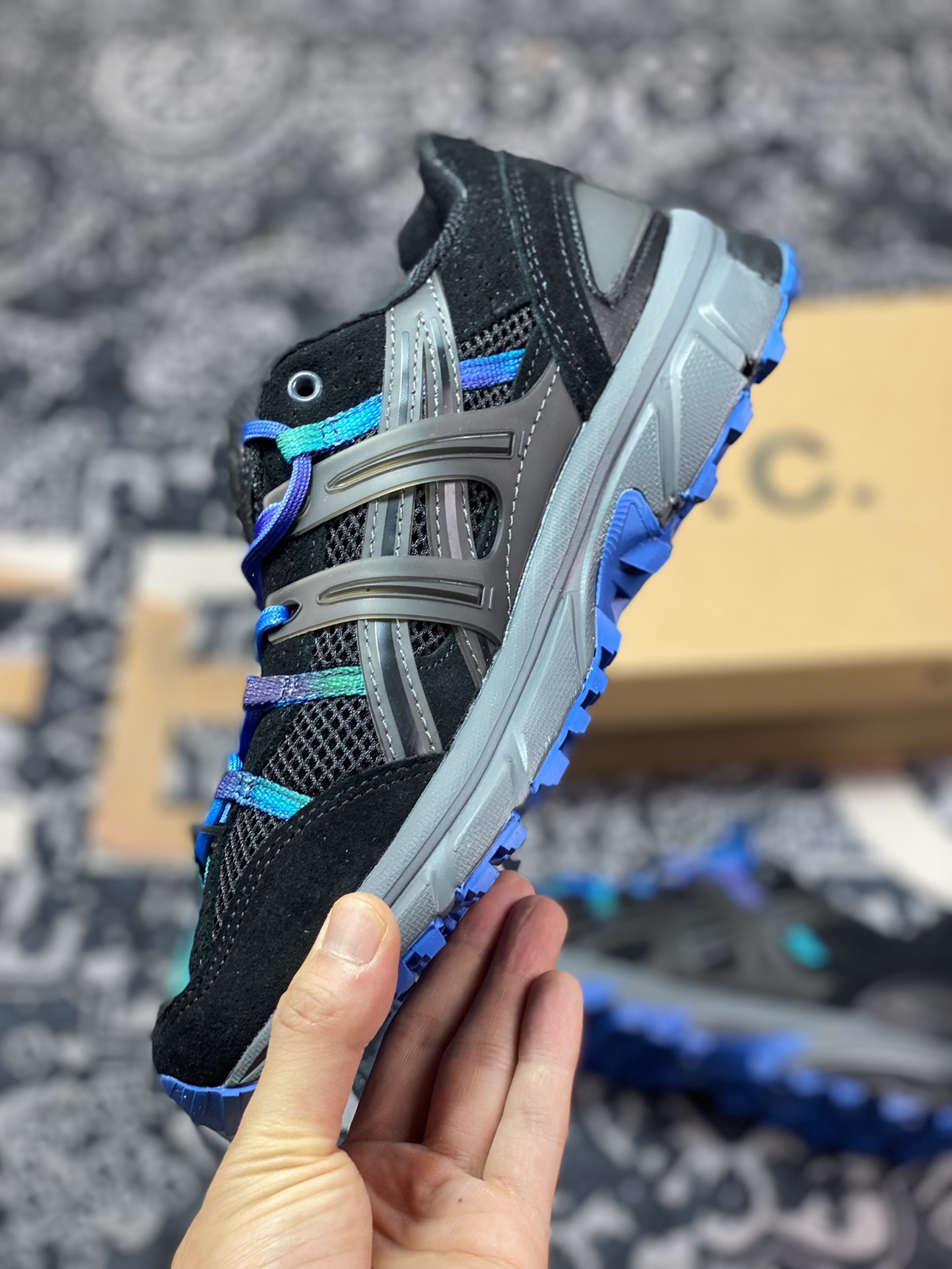 APC x ASICS GEL-Sonoma 15-50 Series Mountain Style Outdoor Low-top Casual Sports Running Shoes ”Black and Blue Gradient” 1203A226-001