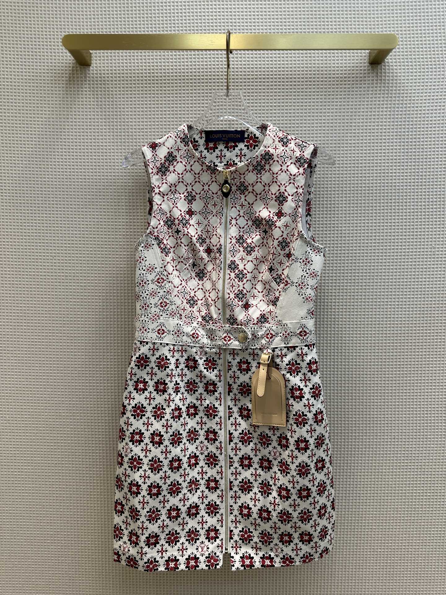 Louis Vuitton Clothing Dresses Beige Red White Printing Spring/Summer Collection Vintage