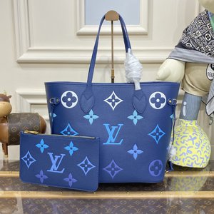 Replica 1:1 High Quality
 Louis Vuitton LV Neverfull Shop
 Handbags Tote Bags Blue White Empreinte​ Casual M46514