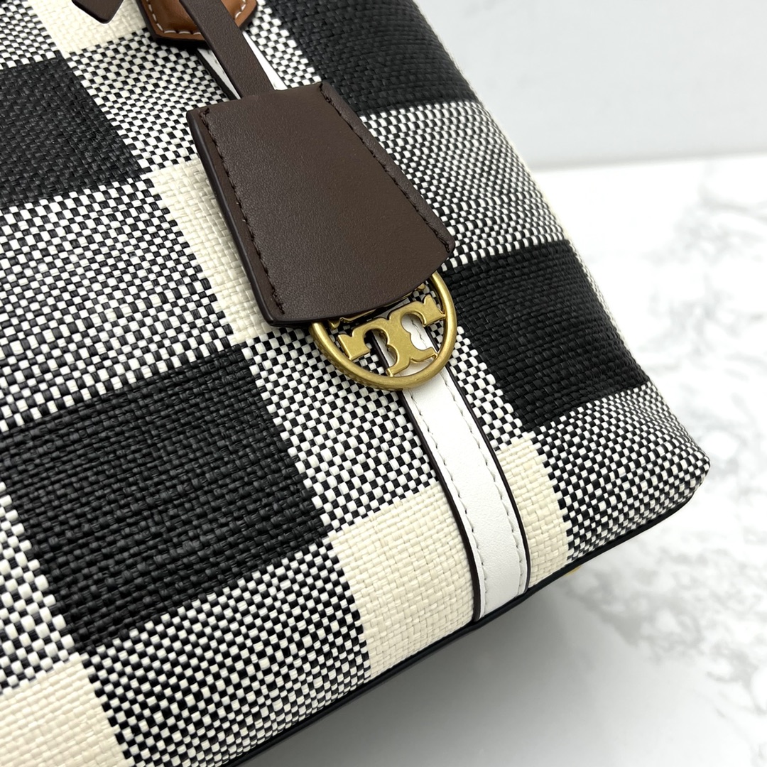 Tory Burch ～toryburch 81929 新款 小号格纹三重隔层托特包 以别出心裁的格纹织物制成