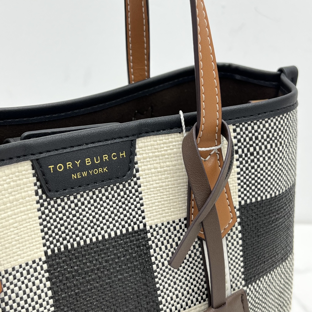 Tory Burch ～toryburch 81929 新款 小号格纹三重隔层托特包 以别出心裁的格纹织物制成