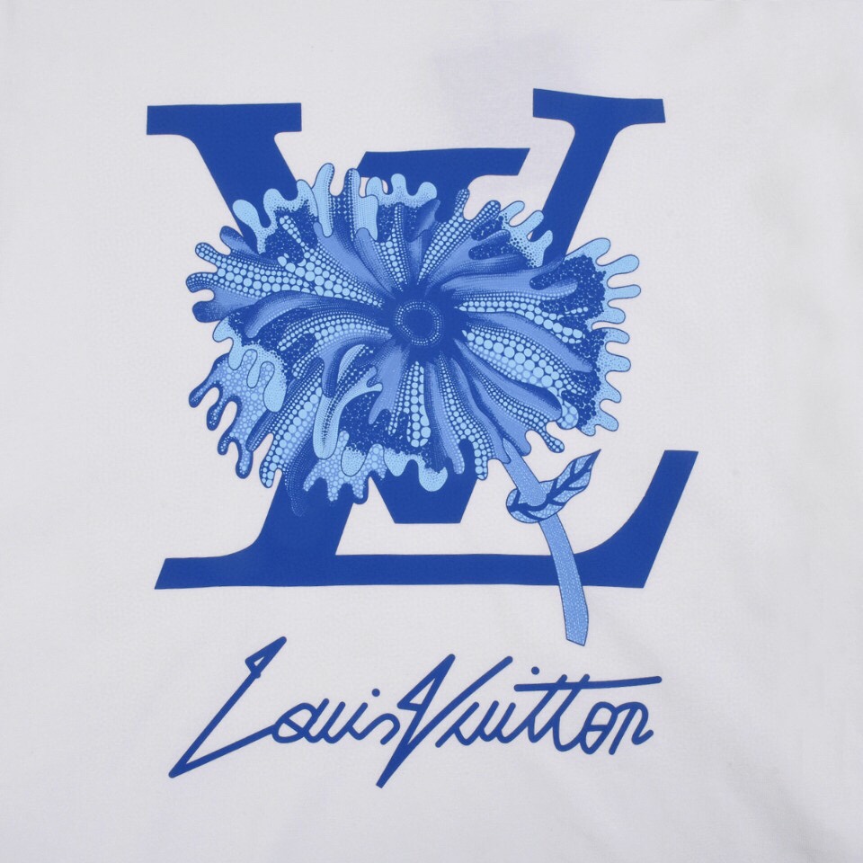 Louis Vuitton/路易威登草间弥生联名款蓝色花束印花短袖