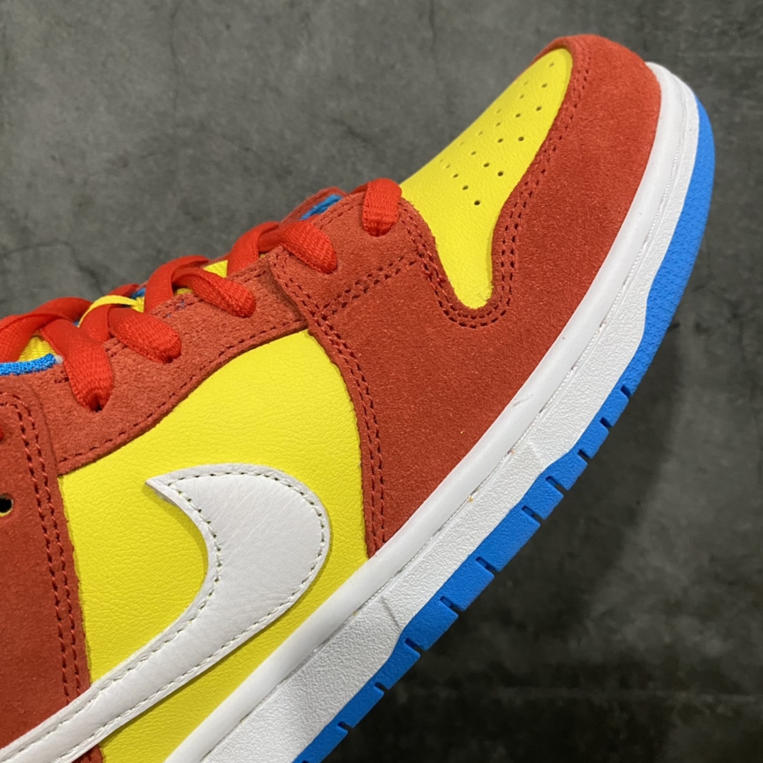 图片[6]-【Top版本】NK SB Dunk Low\”Bart Simpson\”n辛普森黄橙蓝 BQ6817-602整双鞋采用红、黄、蓝三色拼接呈现，还原《辛普森一家》的主角巴特·辛普森的形象。麂皮+荔枝纹皮革塑造的鞋身，呈现出不俗的质感。侧身Swoosh Logo辅以白色点缀，丰富整体层次感。最后以白色中底和蓝色外底收尾，完善整体设计。 尺码：36 36.5 37.5 38 38.5 39 40 40.5 41 42 42.5 43 44 44.5 45 46 47.5-莆田鞋批发中心